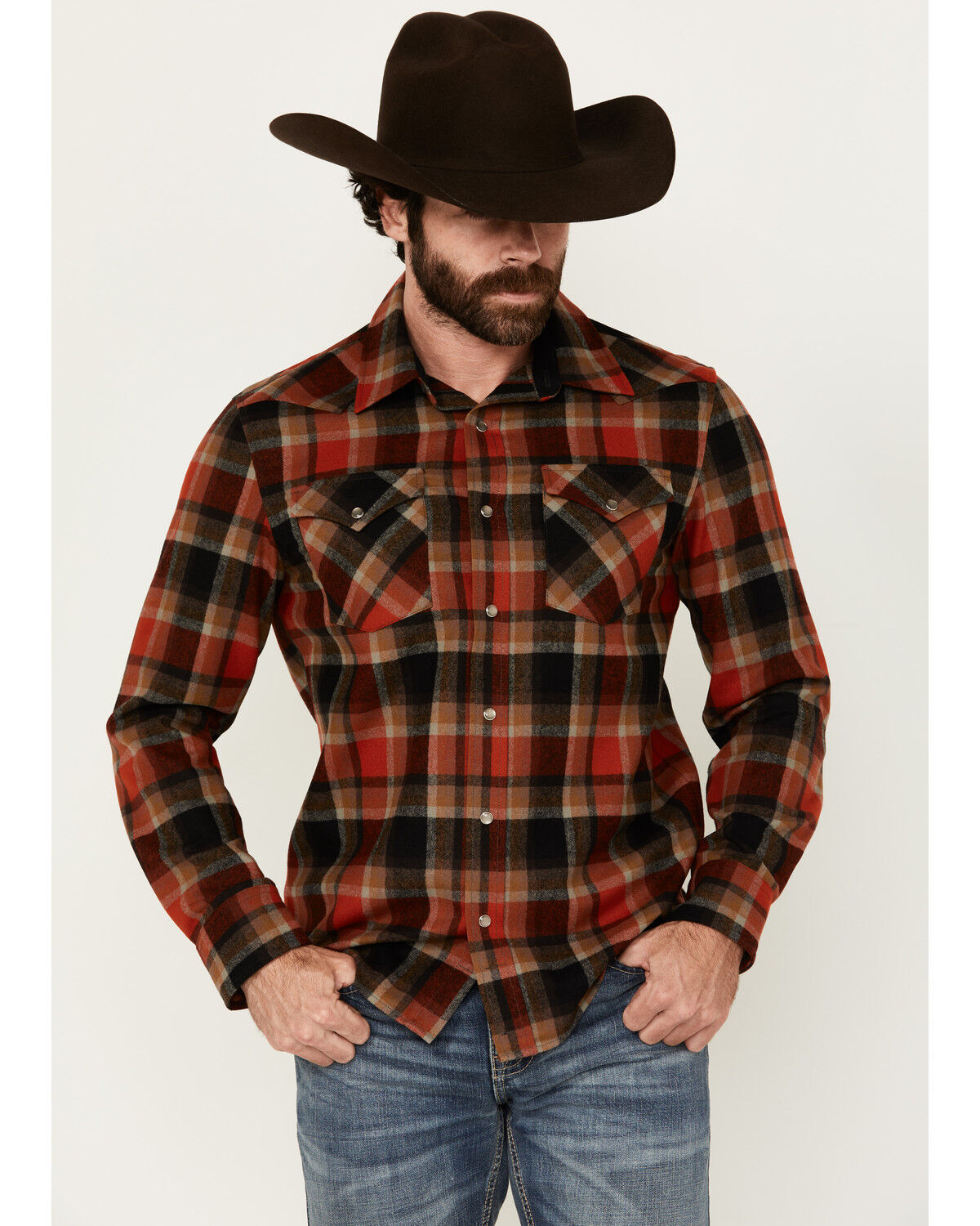 Men's Pendleton Canyon Plaid Print Long Sleeve Pearl Snap Western Shir