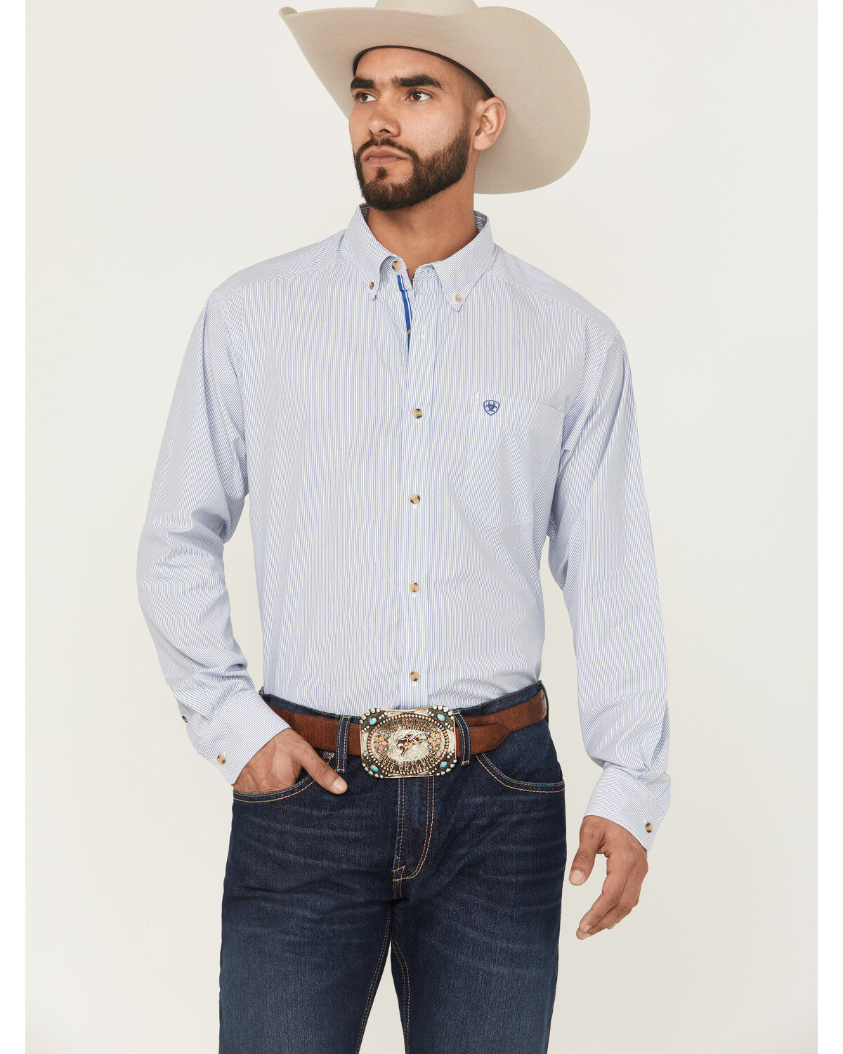Men's Ariat Dayne Mini Striped Long Sleeve Western Shirt