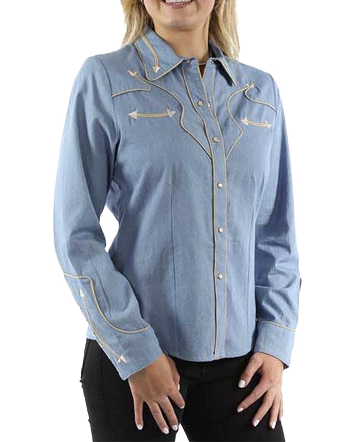 Women's Scully Solid Long Sleeve Pearl Snap Western Shirt