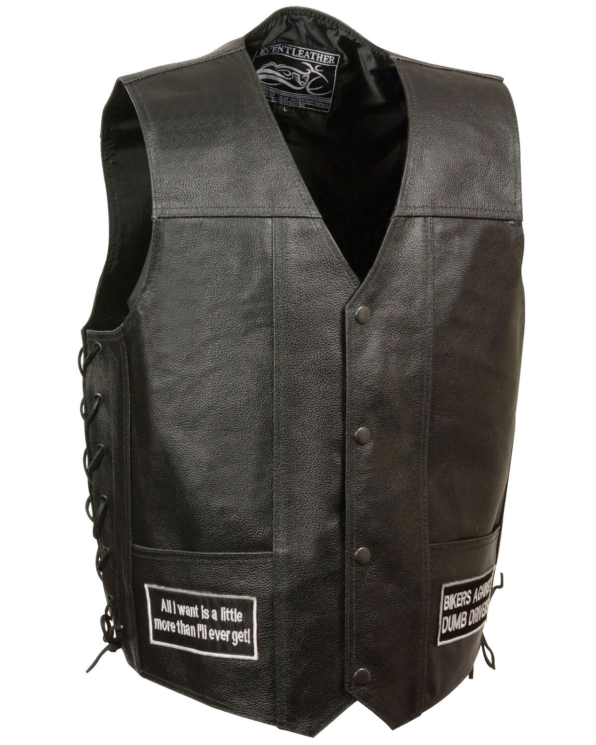 Men's Milwaukee Leather Side Lace Eagle & Flag Patch Vest - 4X
