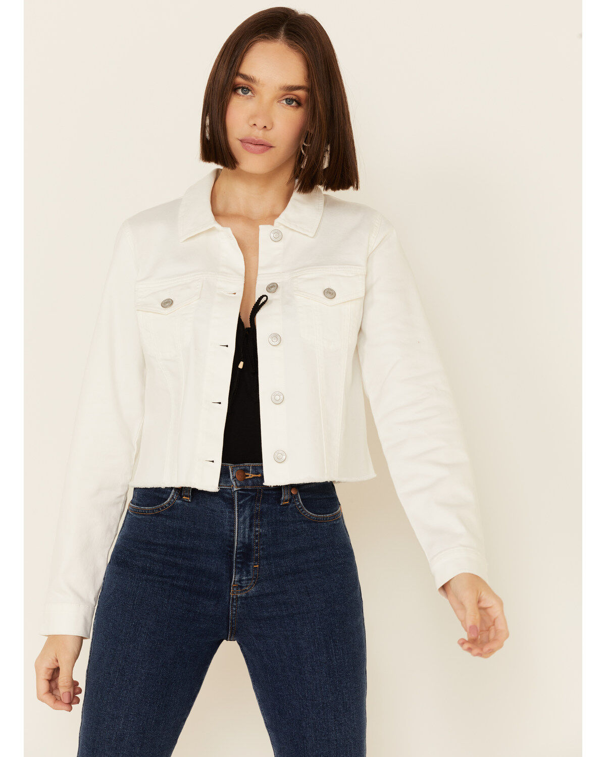 Women's Shyanne Crochet Back Button-Down Crop Jacket