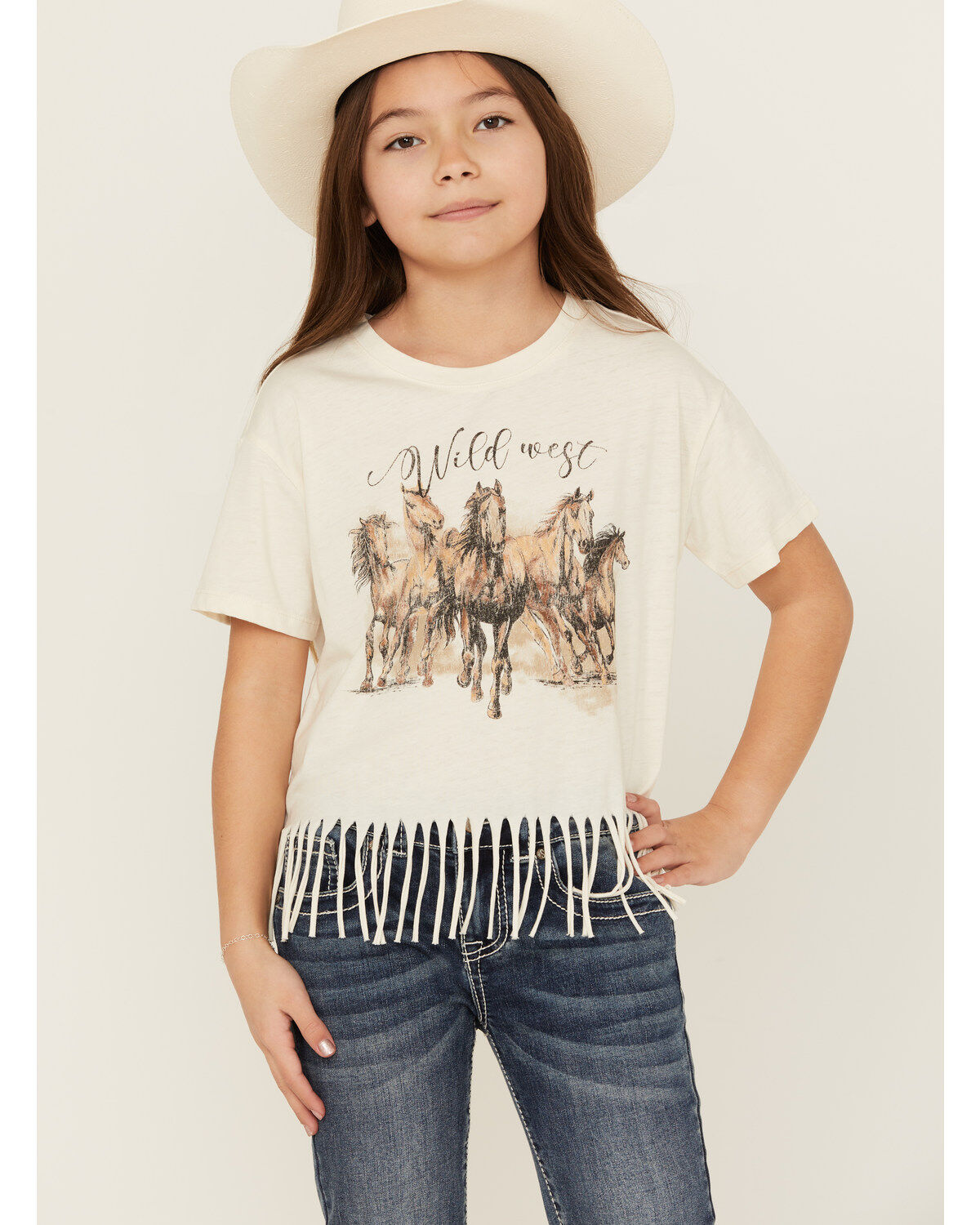 Girls' Shyanne Running Horse Fringe Short Sleeve Tee