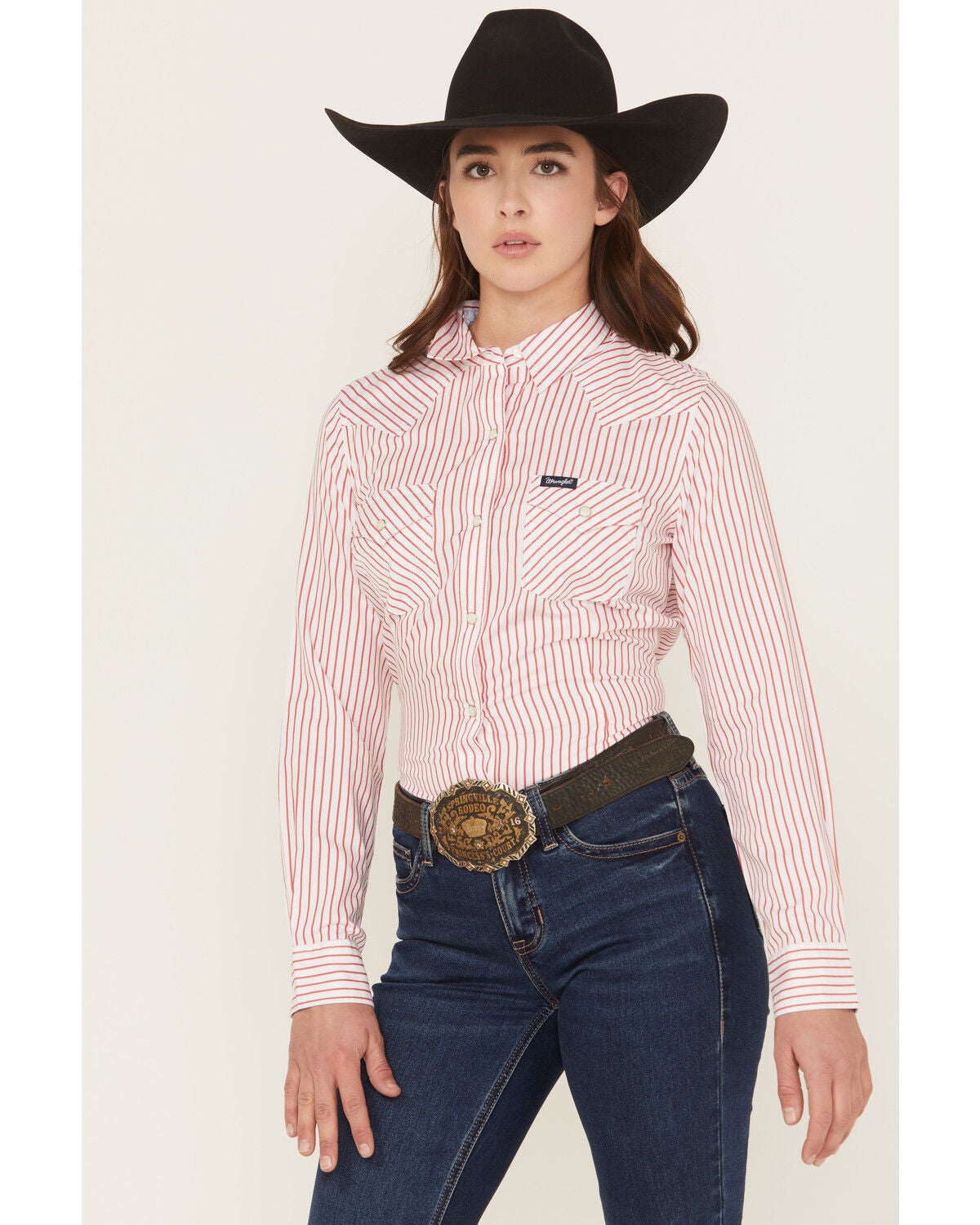 Women's Wrangler Retro Striped Print Long Sleeve Snap Stretch Western