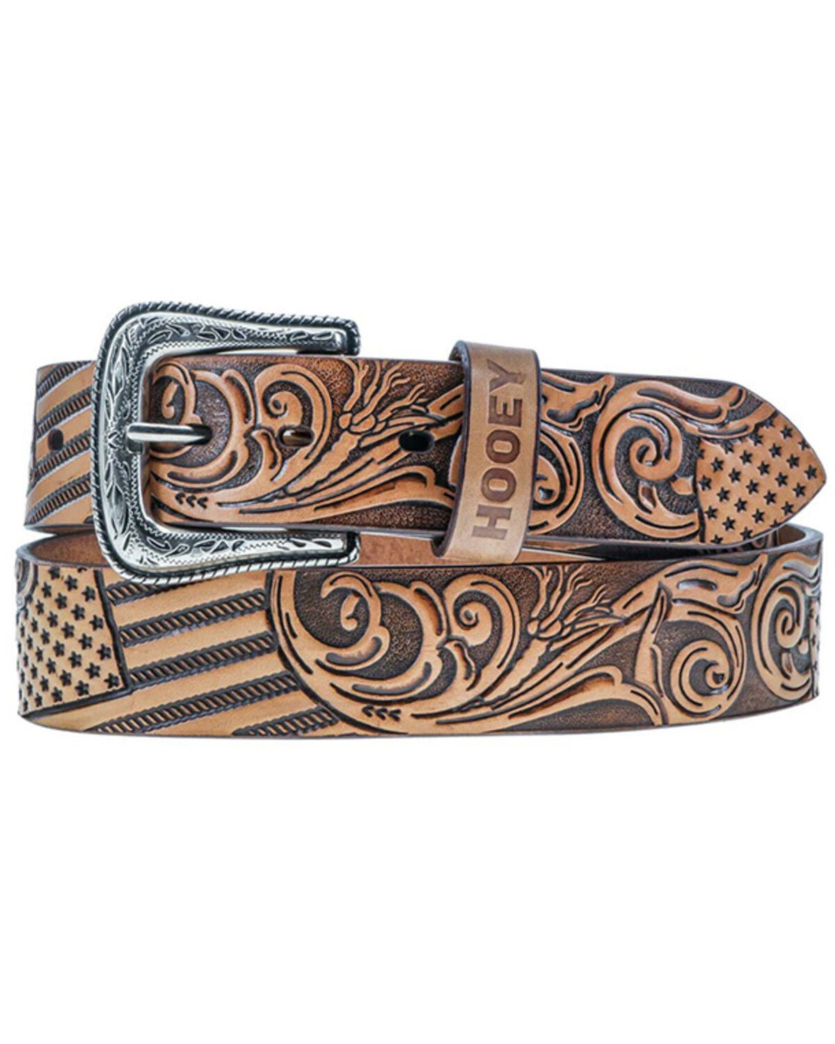Men's Hooey American Flag Tooled Belt