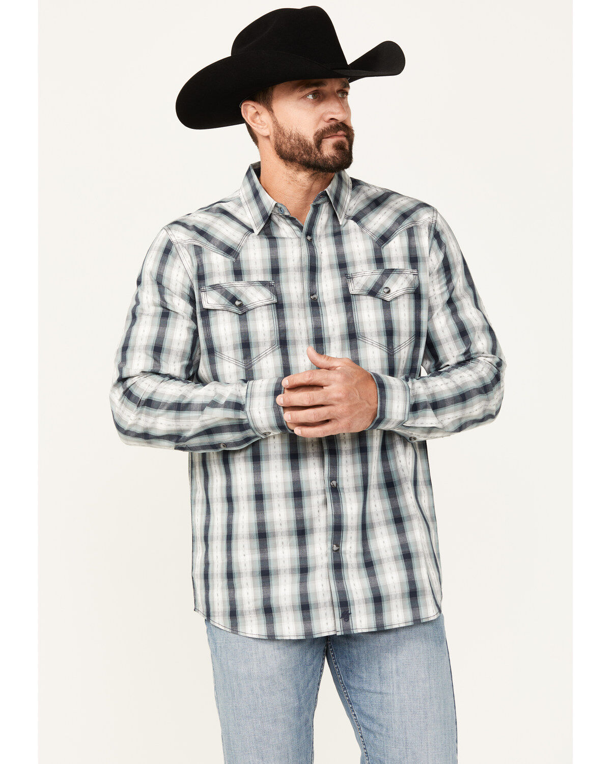 Men's Moonshine Spirit All Night Long Plaid Print Long Sleeve Snap Wes