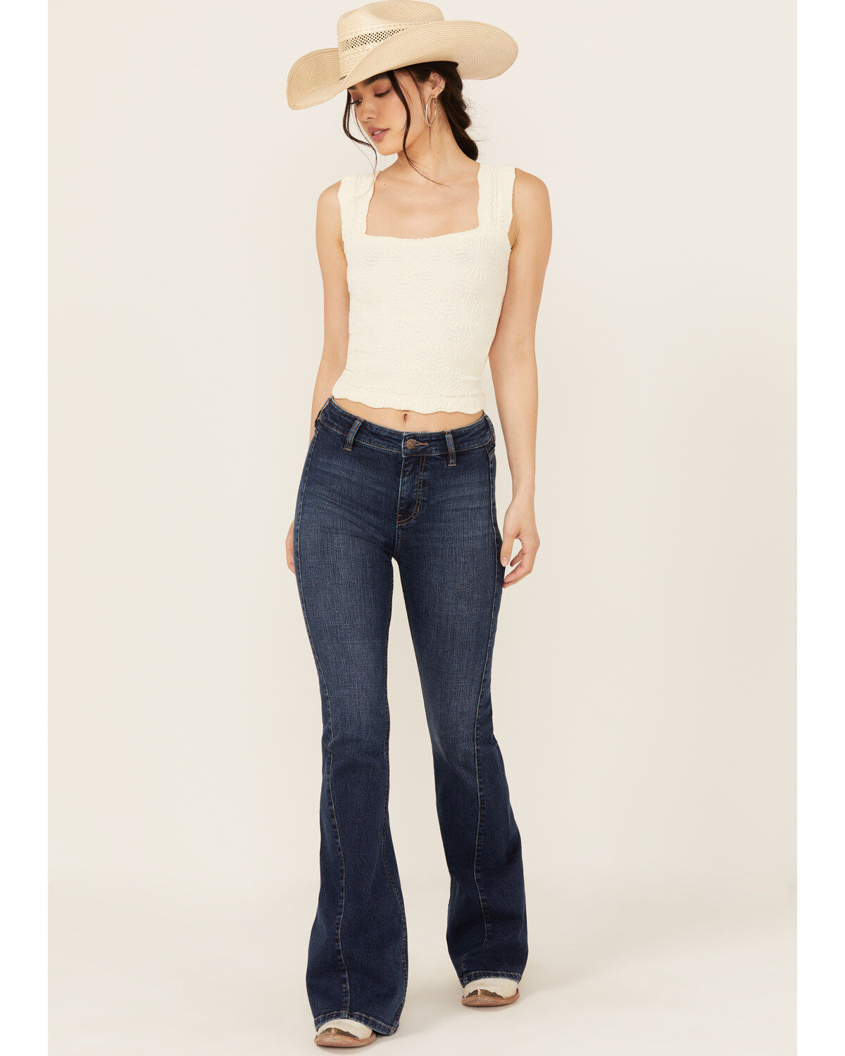 Women's Shyanne Dark Wash Delaney Flare Stretch Denim Jeans