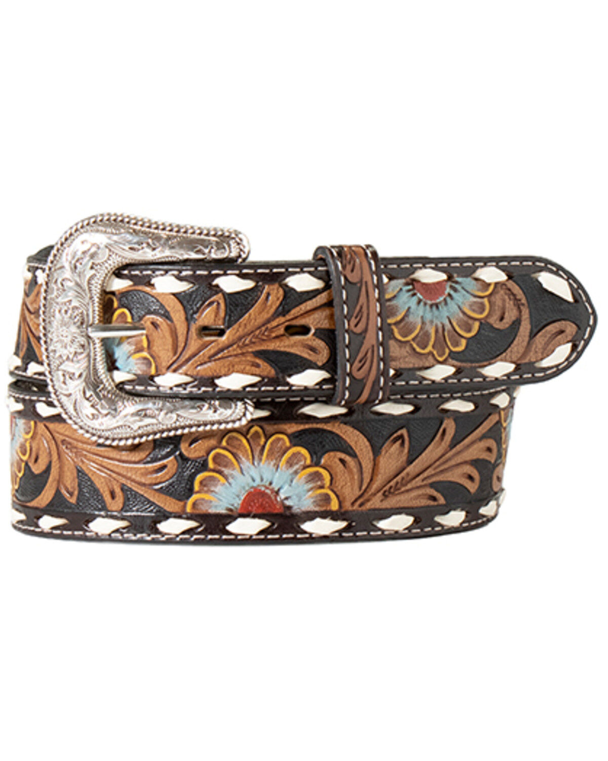 M & F Western Floral Leather Belt