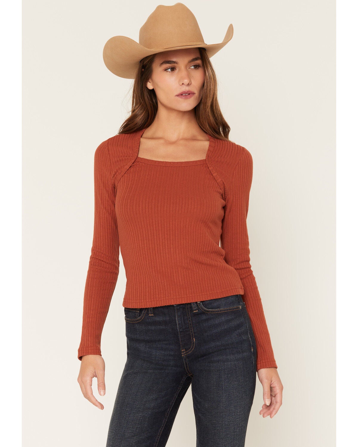 Women's Shyanne Textured Rib Knit Long Sleeve Top