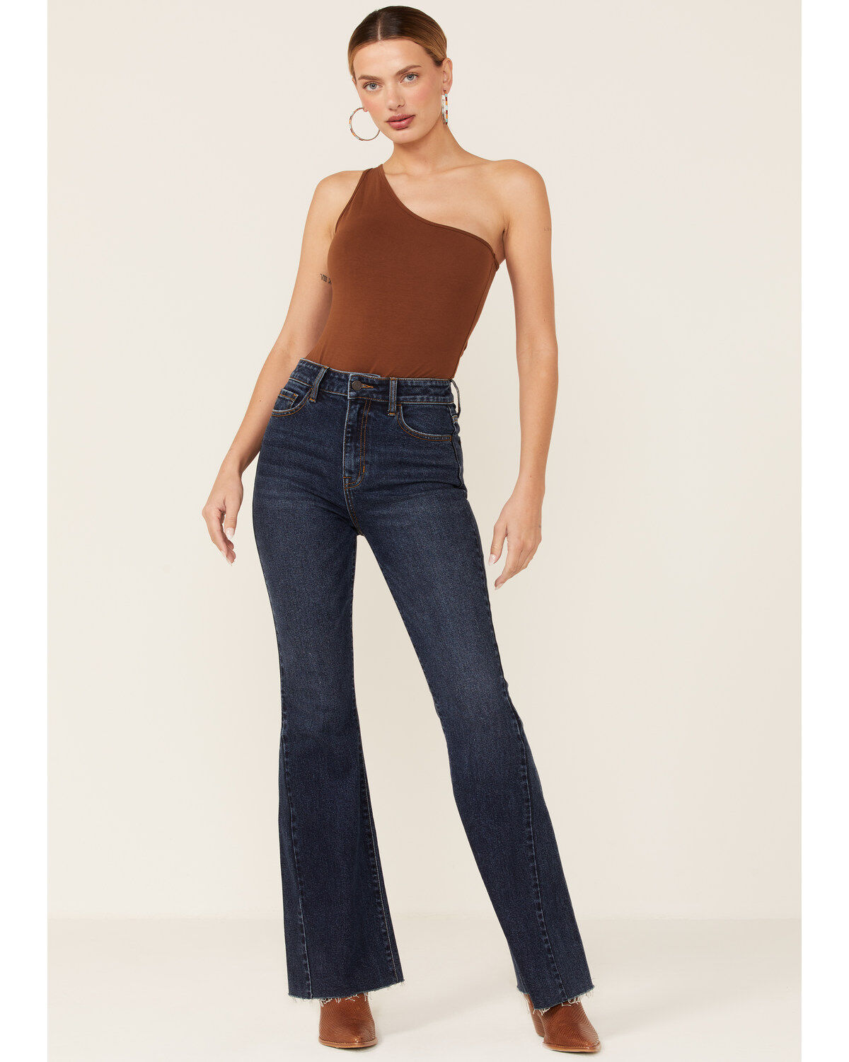 Women's Cello Dark Wash High Rise Flare Jeans