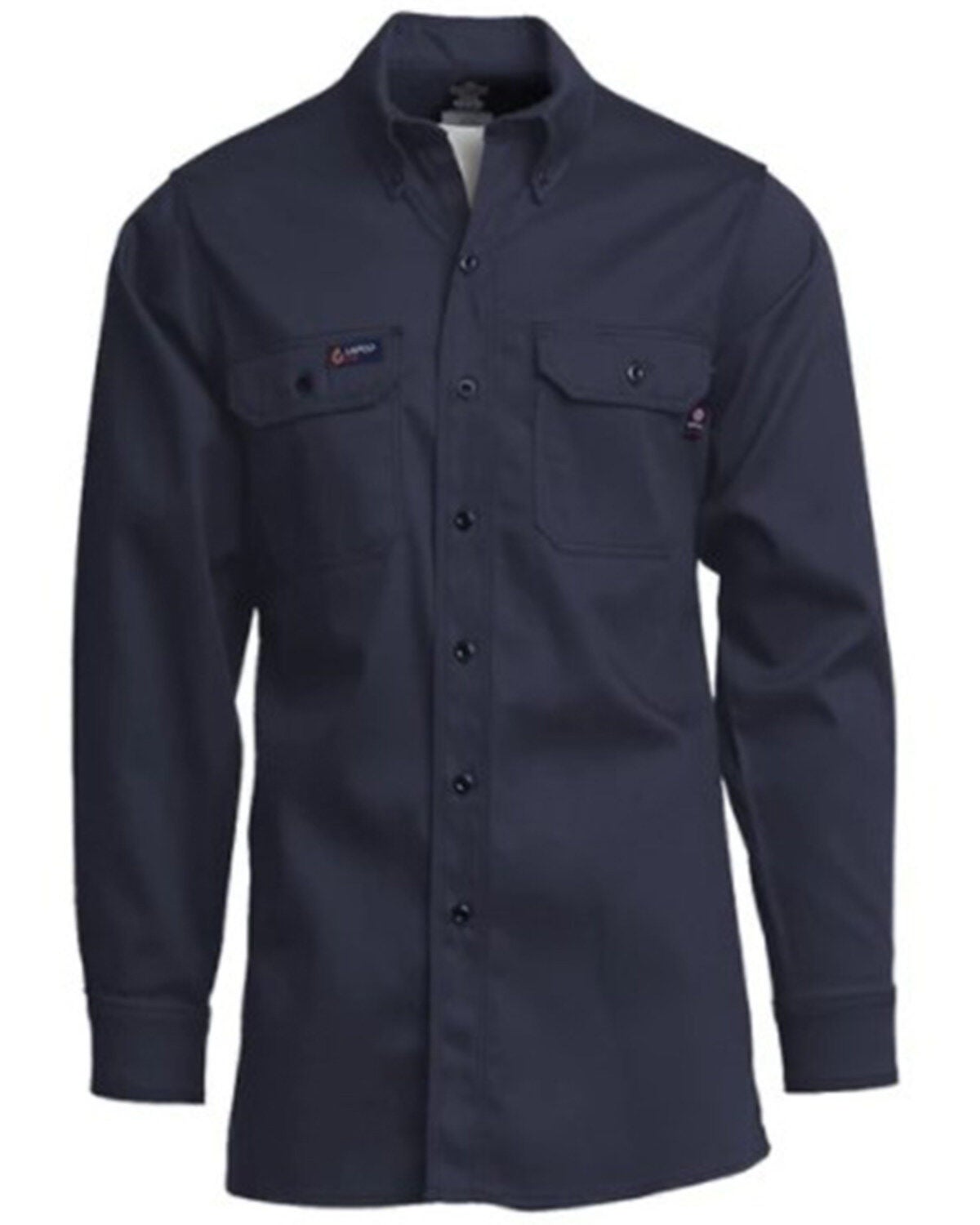 Men's Lapco FR Solid Navy Long Sleeve Button-Down Work Shirt - Big