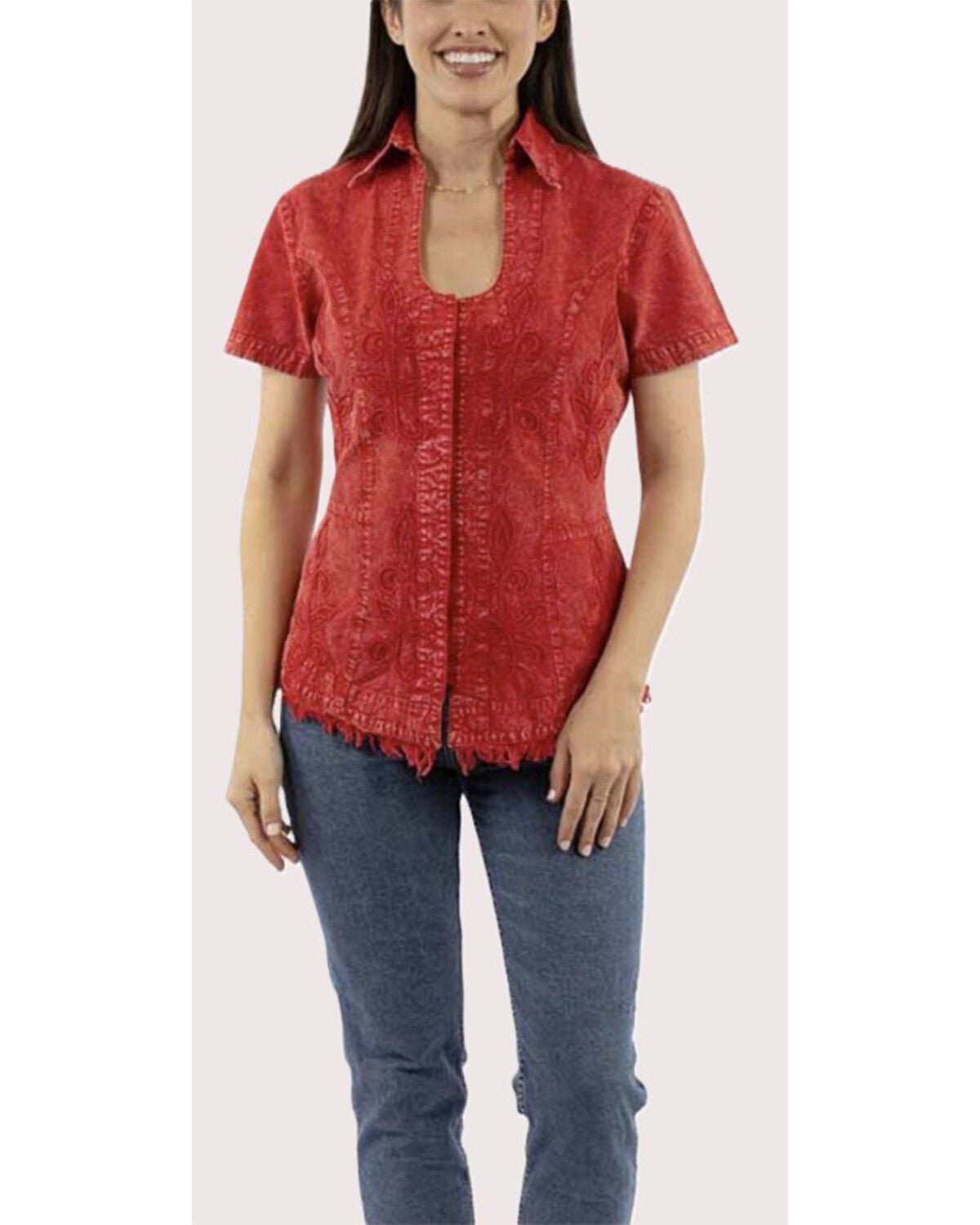 Women's Scully Short Sleeve Embroidered Cantina Blouse