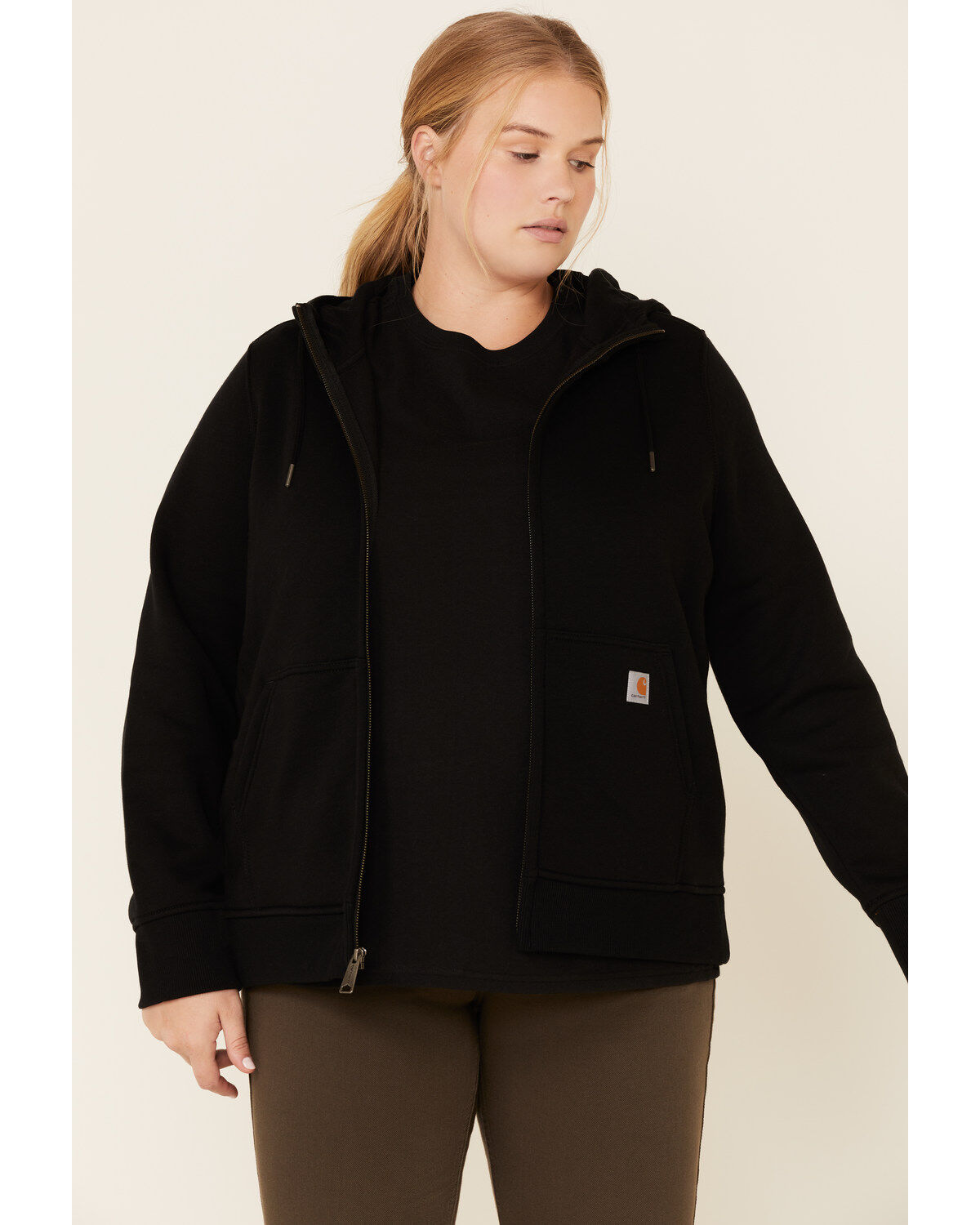 Women's Carhartt Black Clarksburg Full-Zip Hoodie - Plus