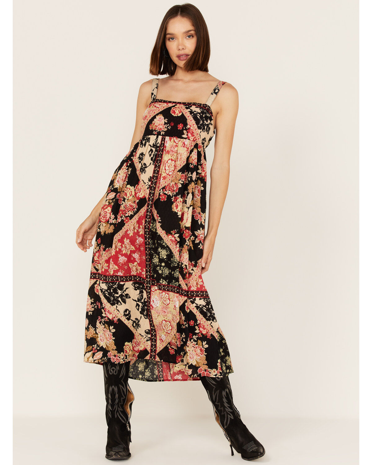 Women's Band of the Free Anthem Of The Sun Patchwork Floral Print Slee