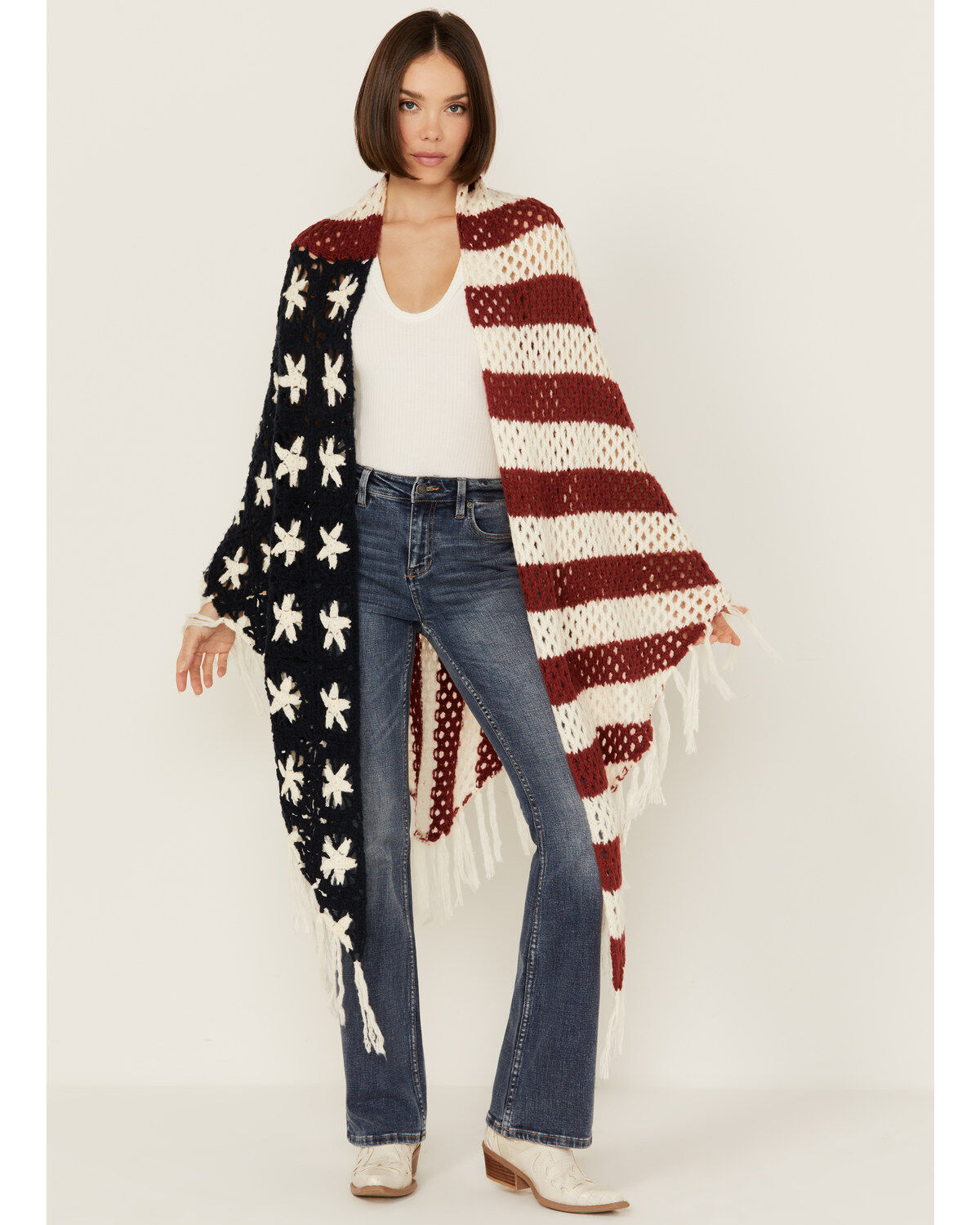 Women's Shyanne Americana Fringe Crochet Shawl