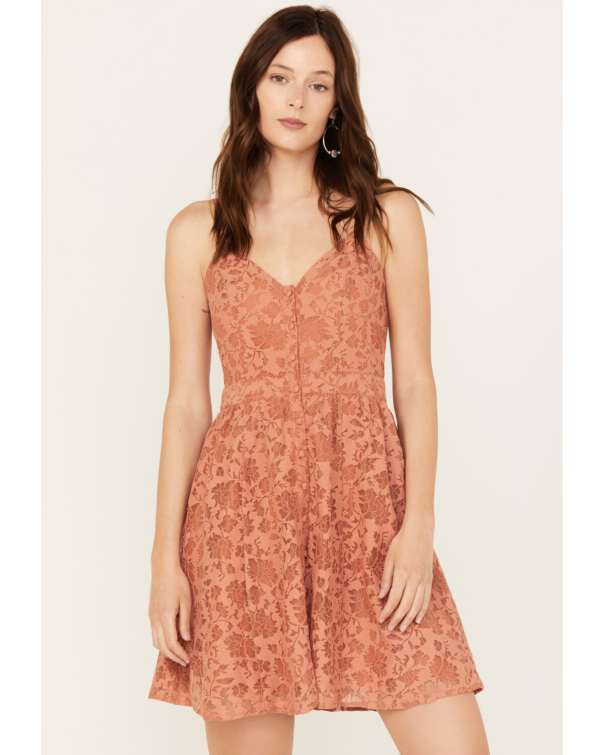 Women's Molly Bracken Lace Button-Down Sleeveless Mini Dress