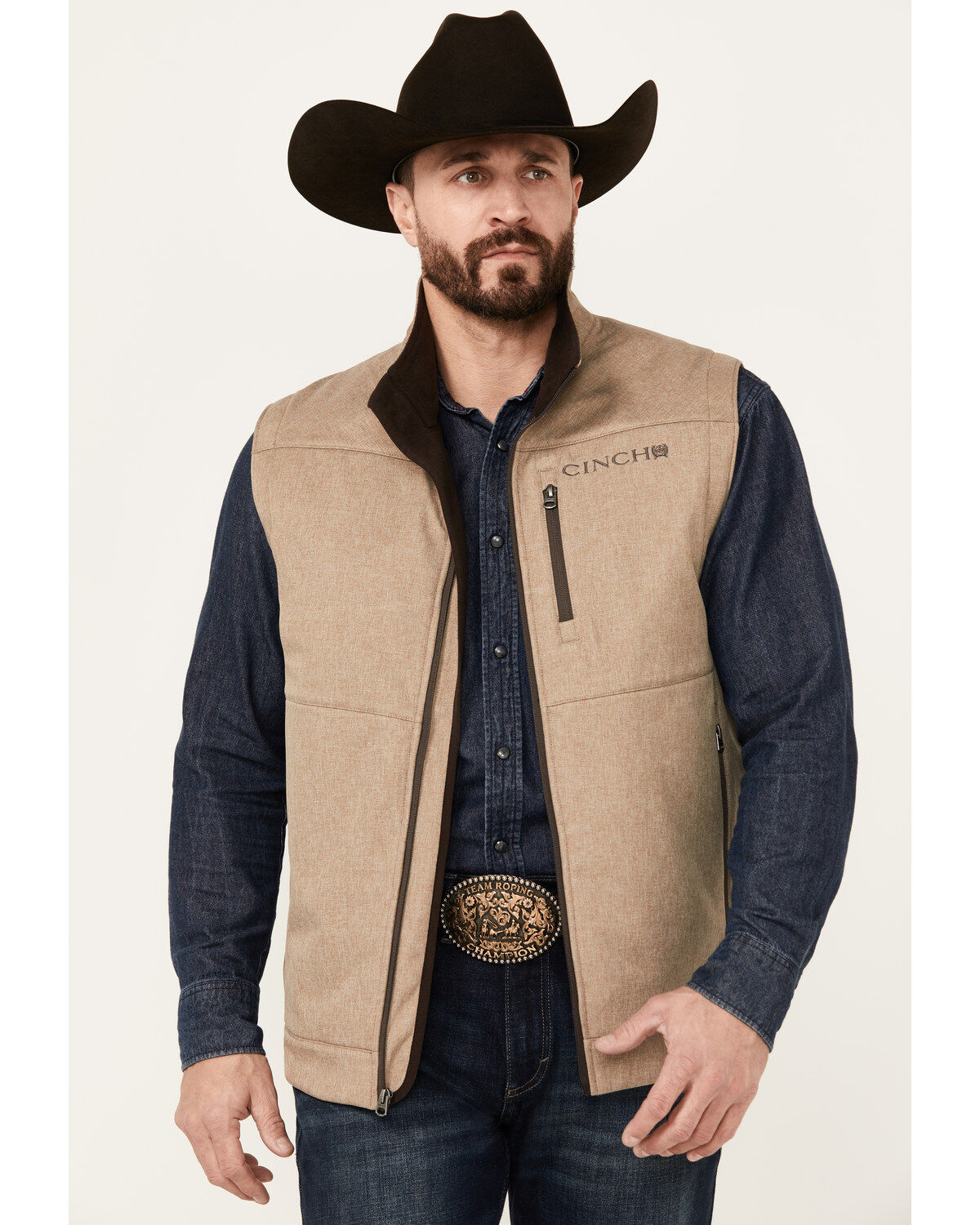 Men's Cinch Textured Logo Concealed Carry Zip Bonded Vest
