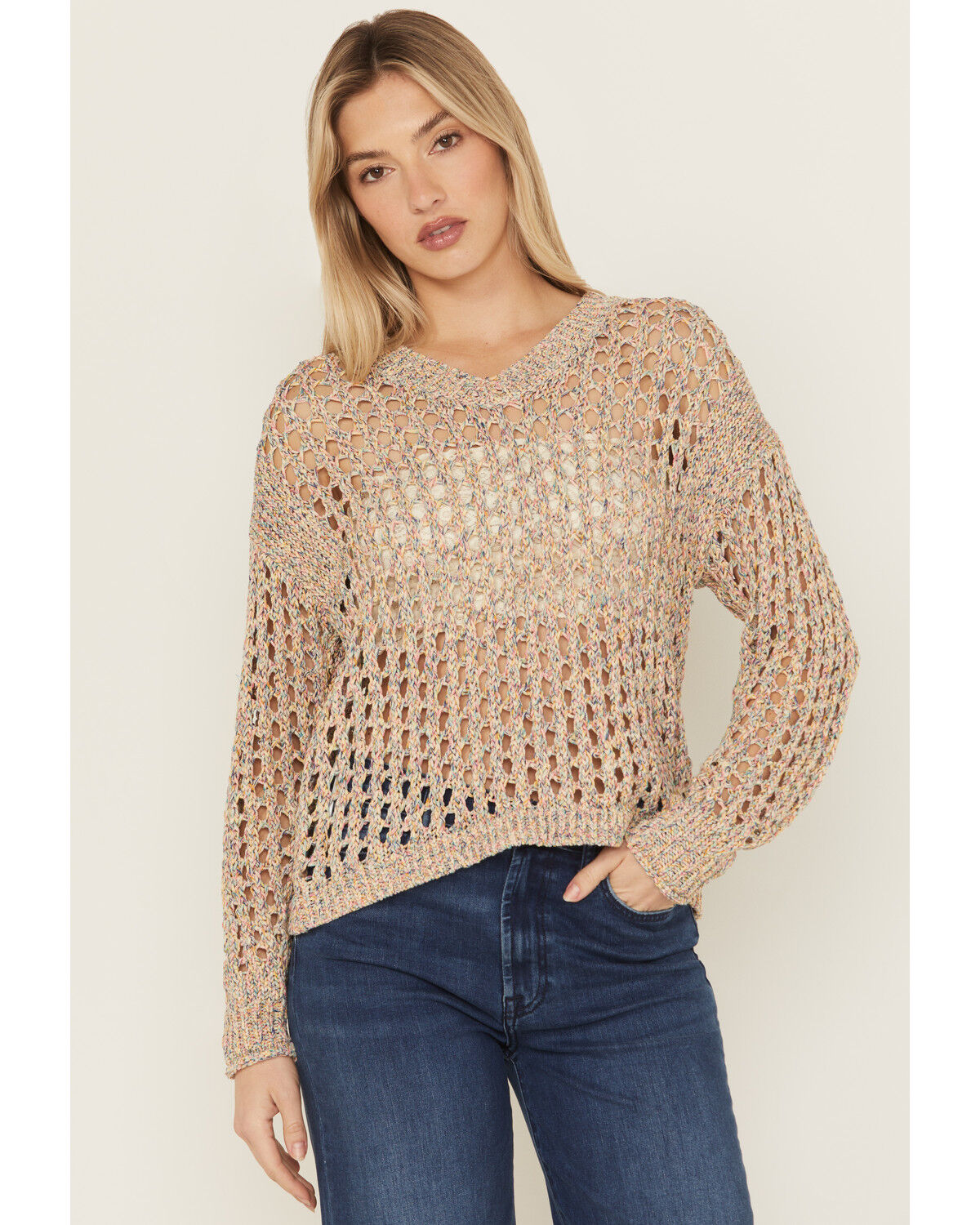 Women's Cleo + Wolf Allison Spacedye Open Weave Sweater