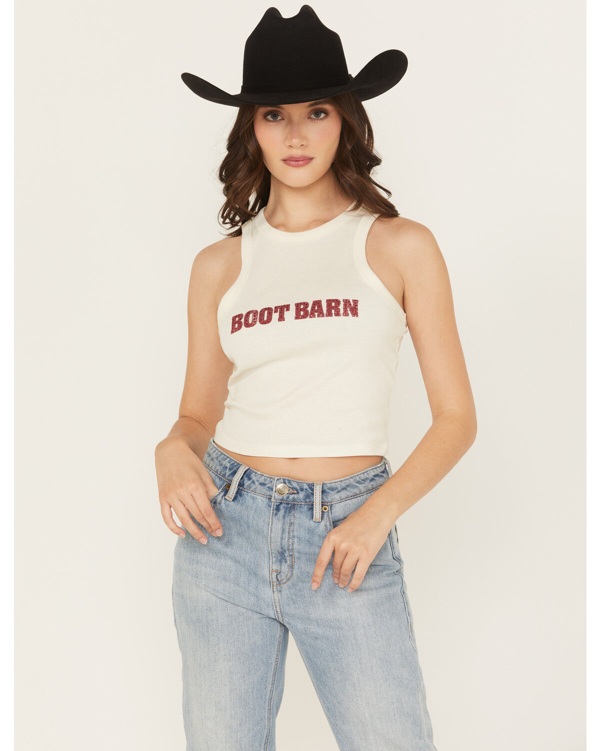 Women's Boot Barn Rhinestone Logo Racerback Tank