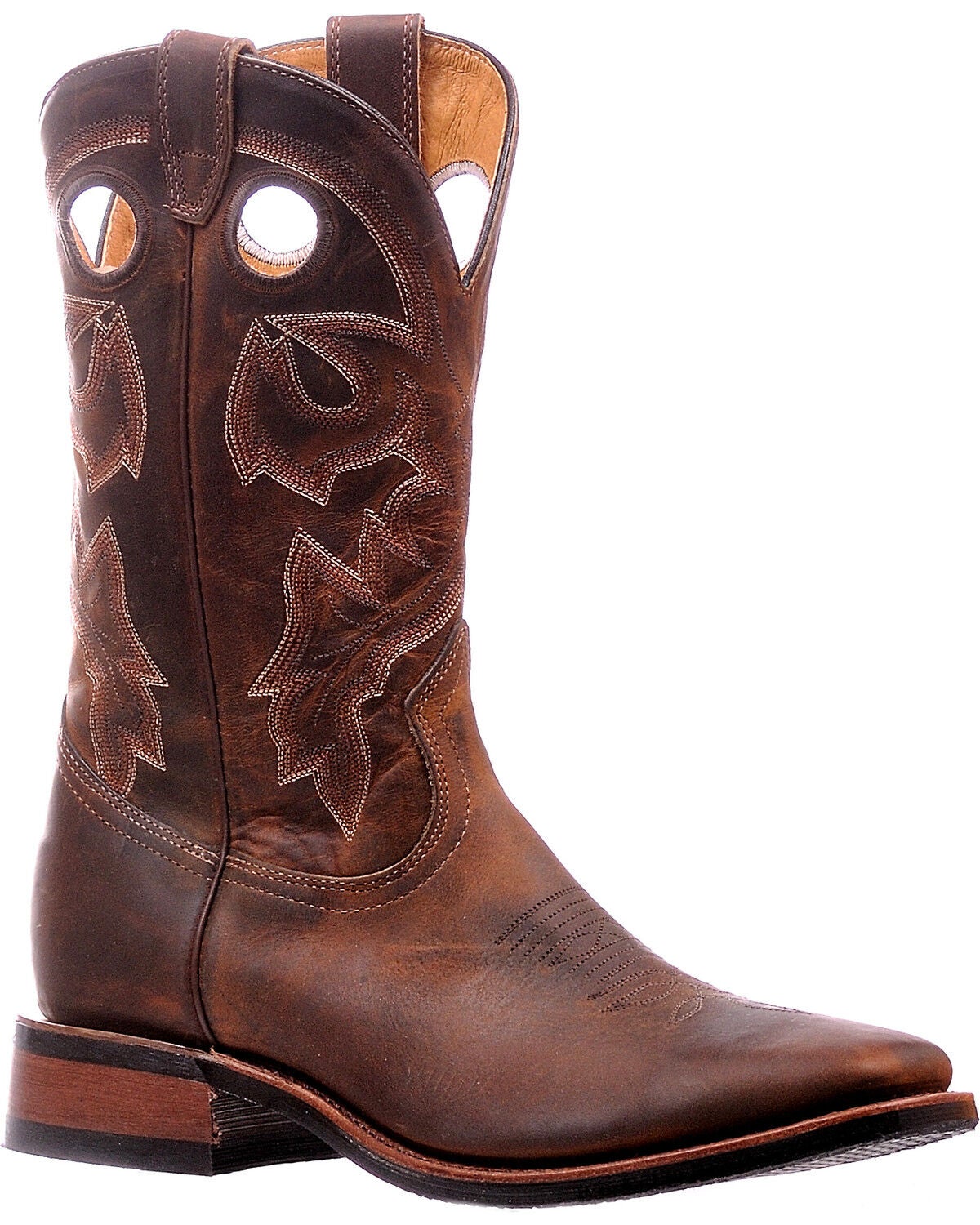 Men's Boulet Tan Spice Horseman Heel Cowboy Boots - Square Toe