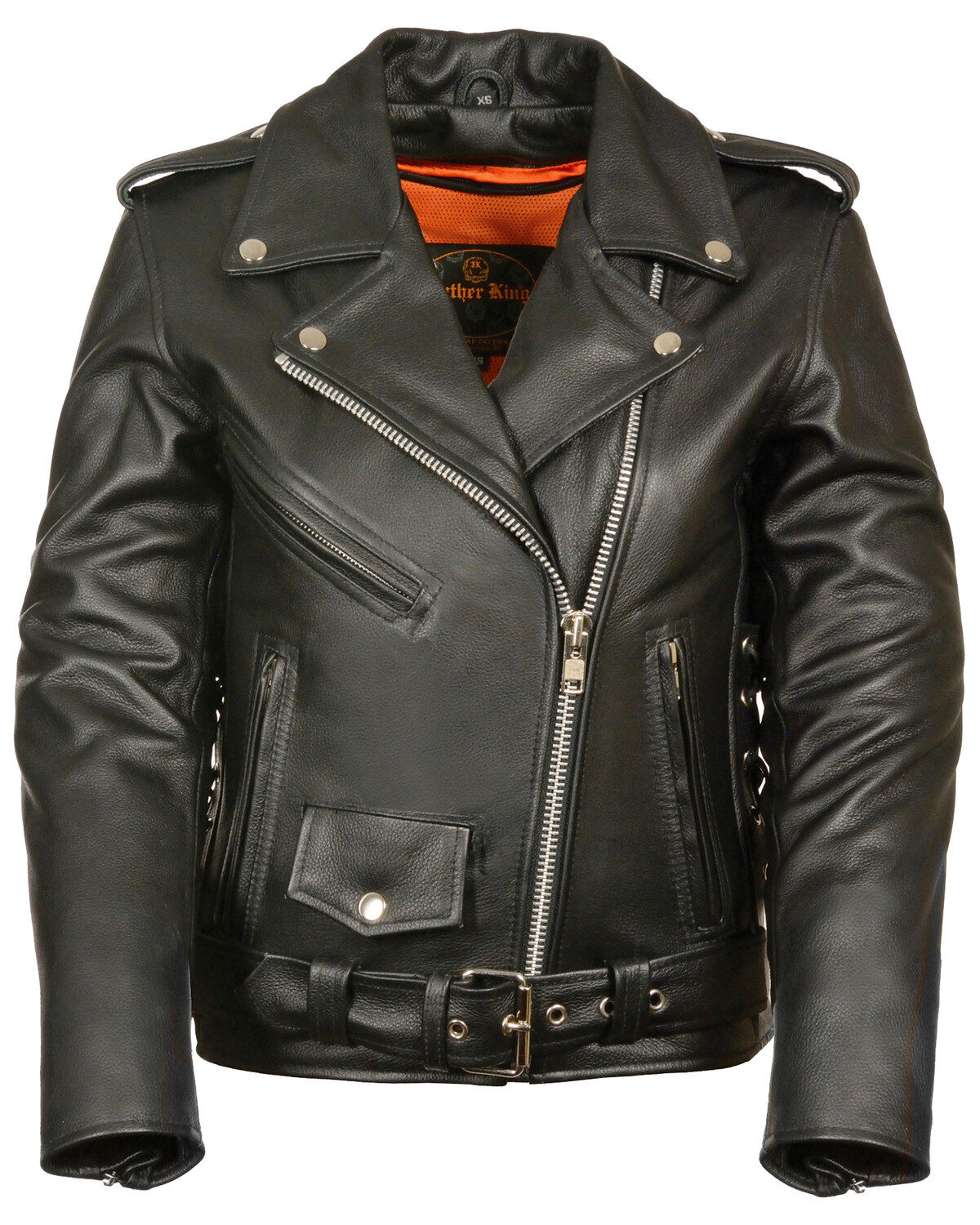Women's Milwaukee Leather Full Length Side Lace Leather Motorcycle Jac