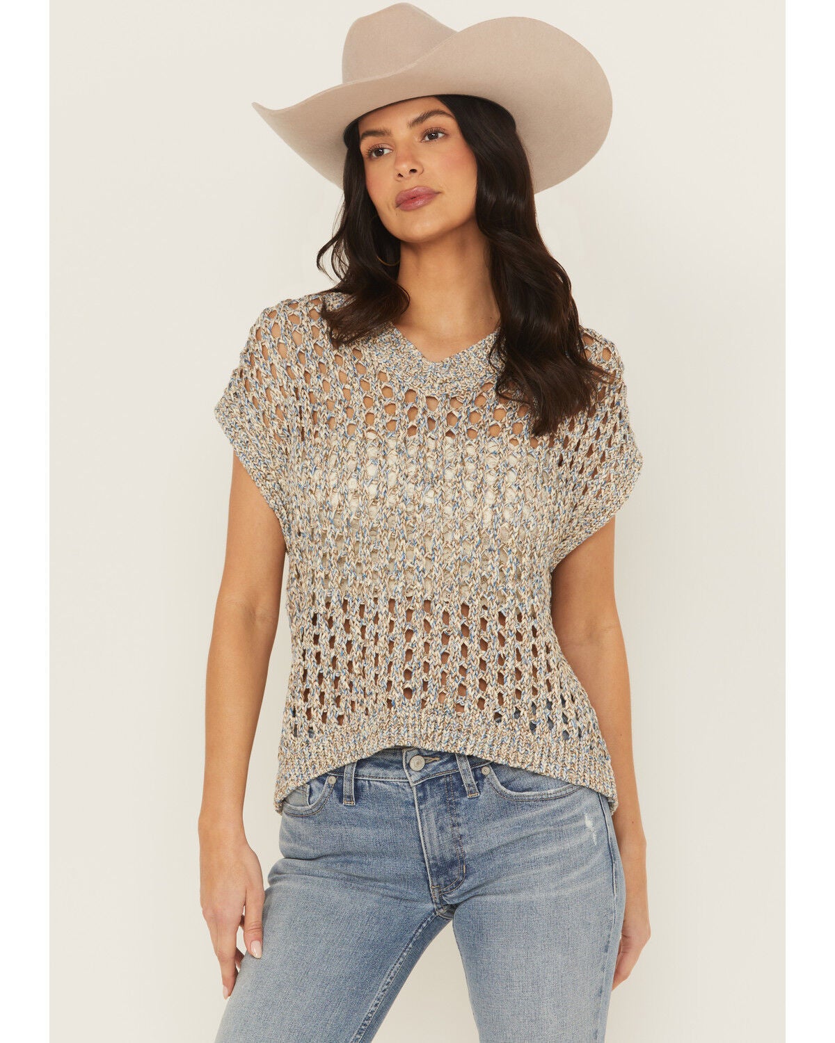 Women's Cleo + Wolf Eleanor Spacedye Open Weave Sweater Vest