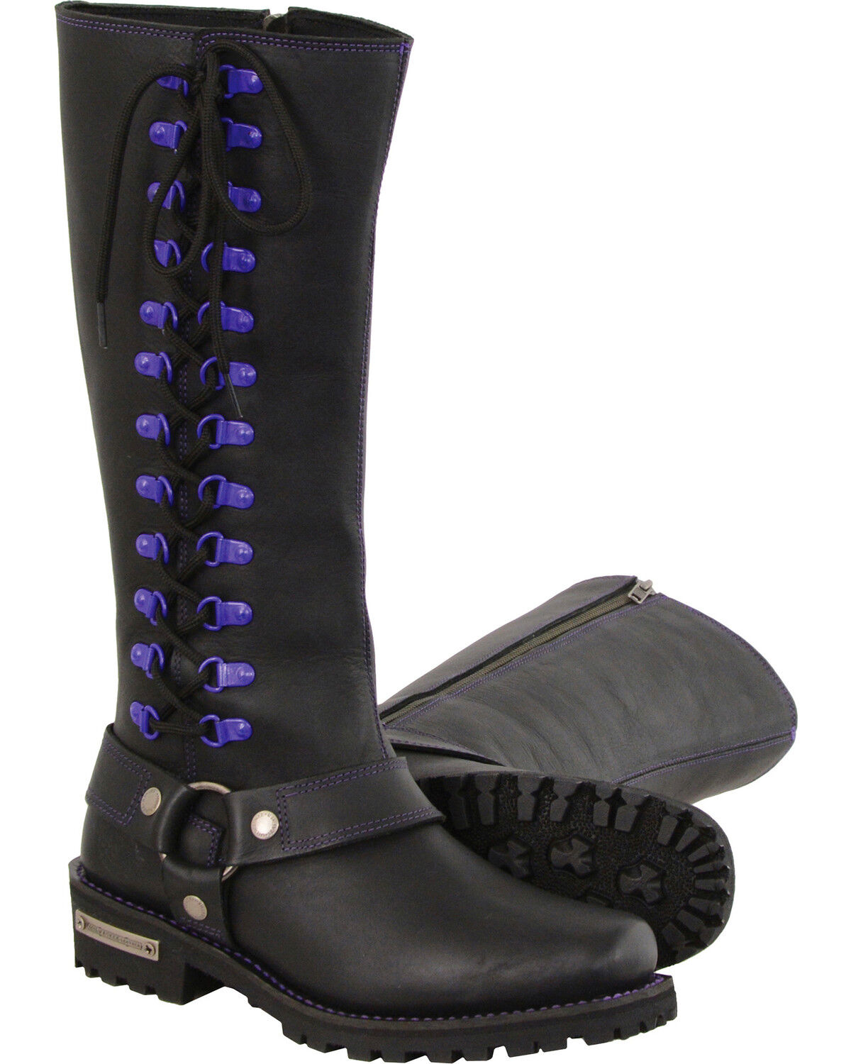 Women's Milwaukee Leather 14" Accent Lacing Boots - Square Toe