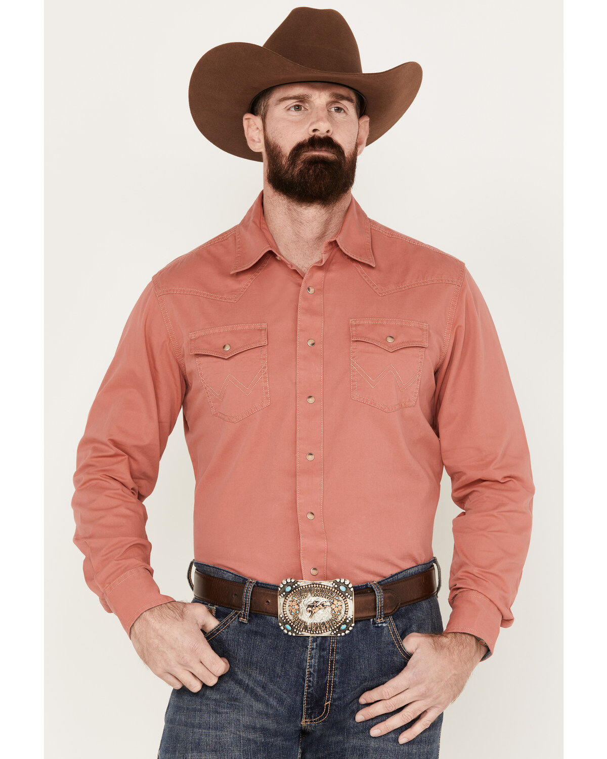 Men's Wrangler Retro Premium Solid Long Sleeve Snap Western Shirt