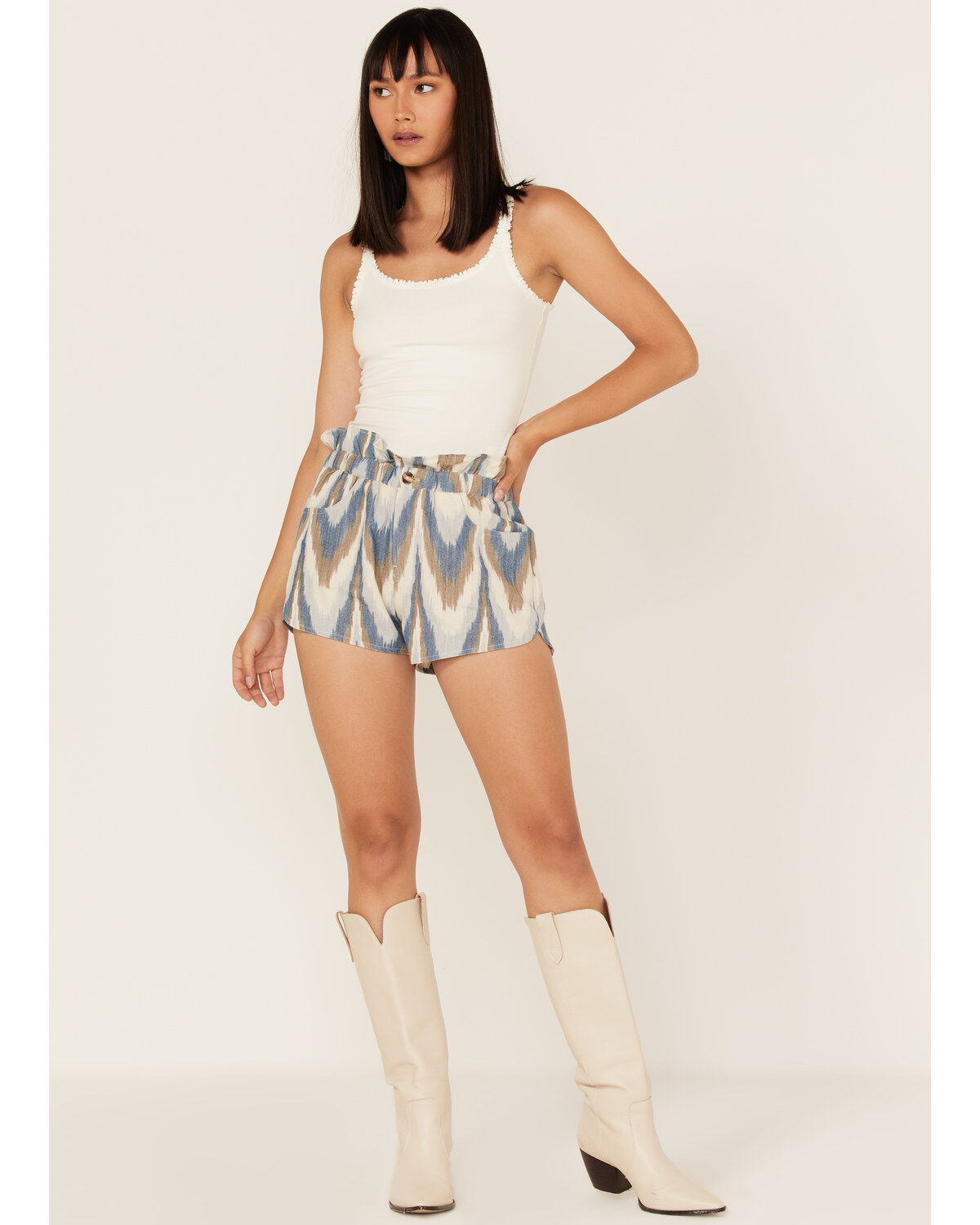 Women's Shyanne Ikat Print Paperbag Shorts