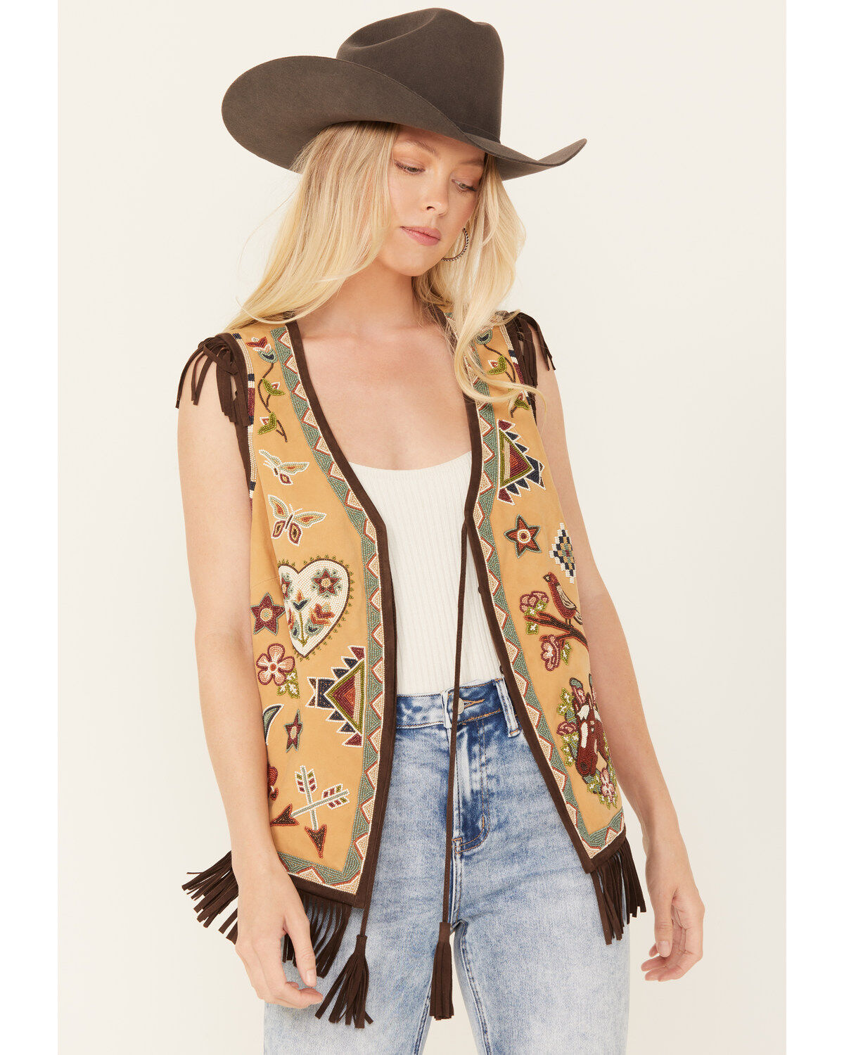 Women's Double D Ranch Natural American Brand Courage Vest