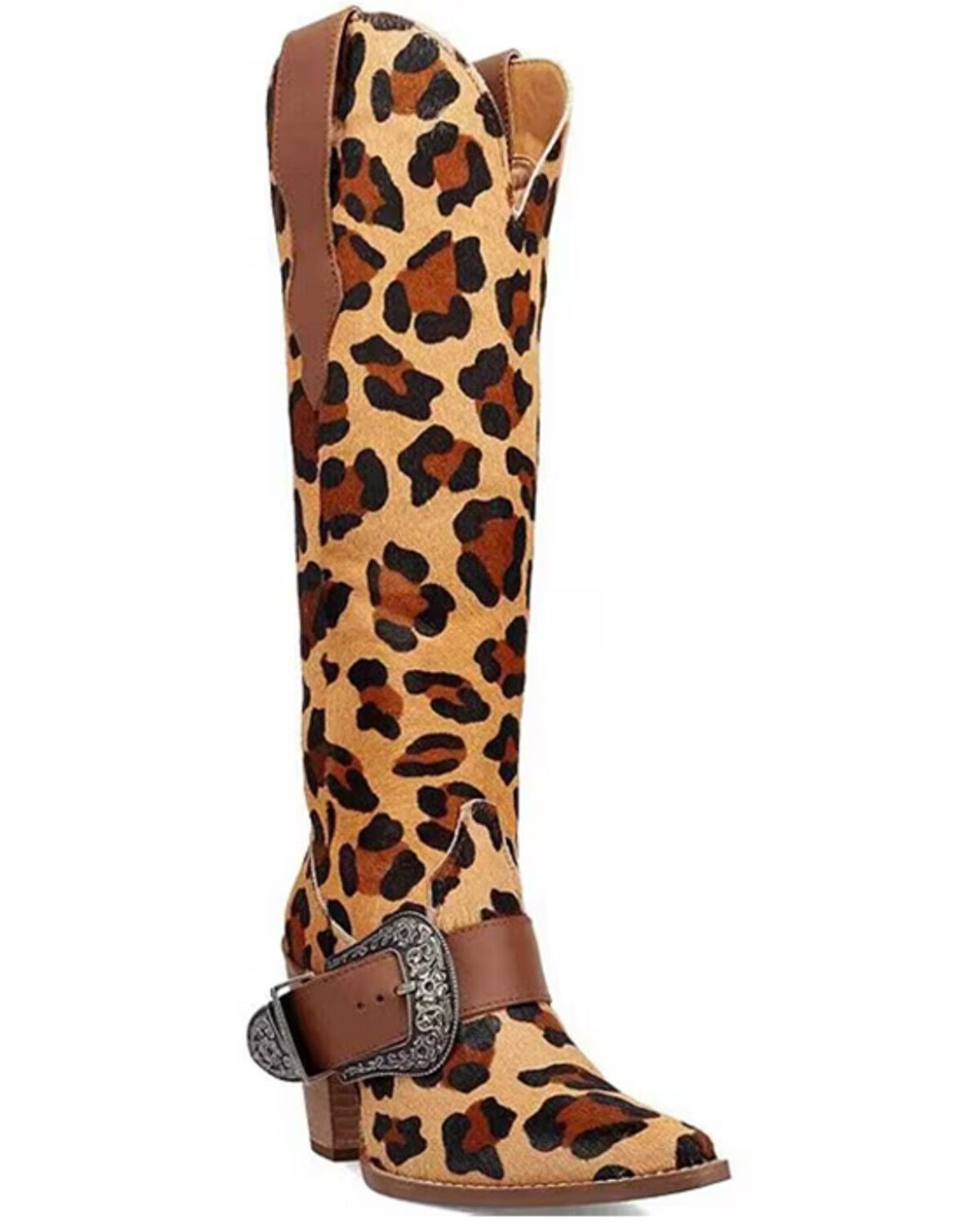 Women's Dingo Spur Crazy Leopard Print Tall Western Boots - Round Toe