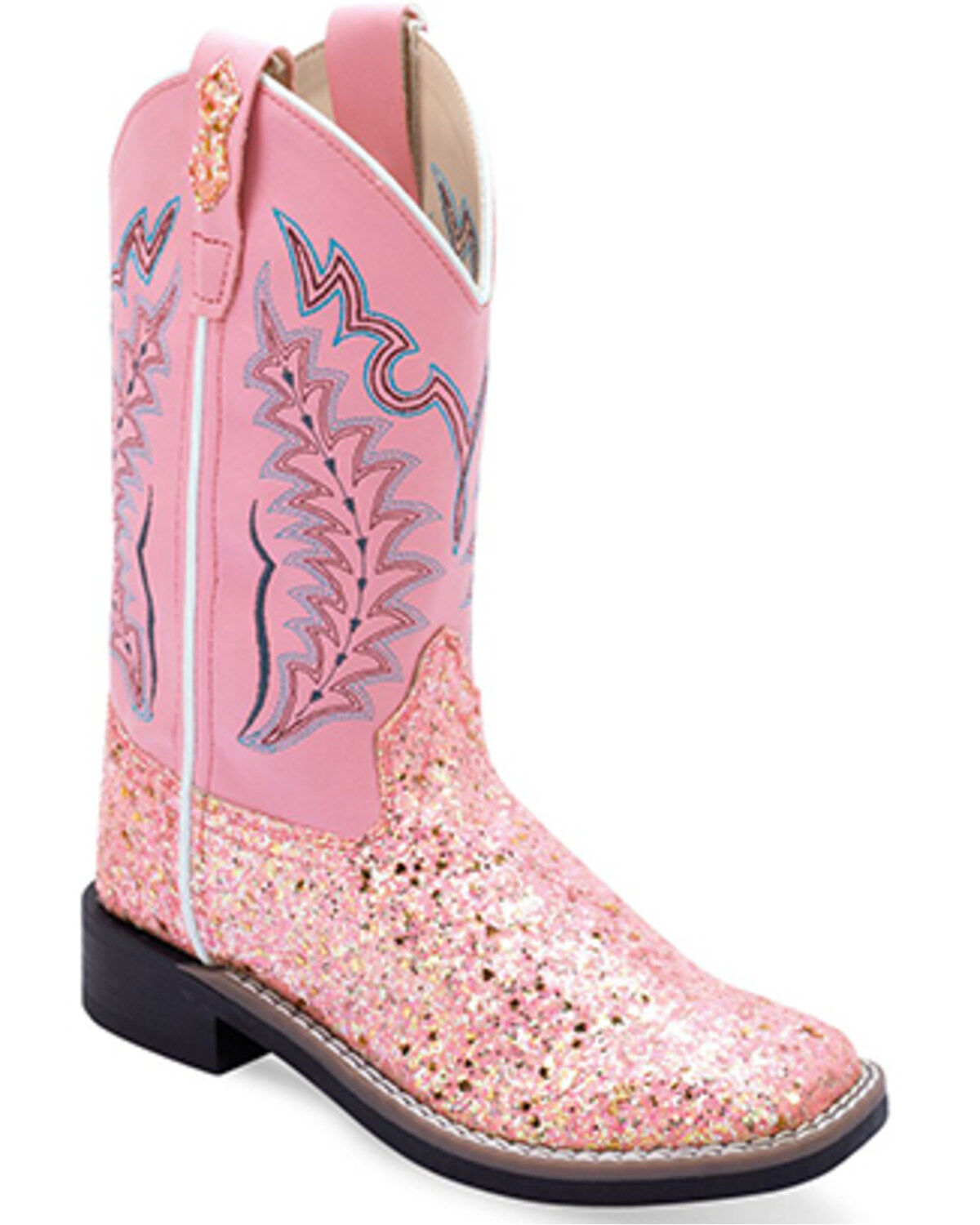 Girls' Old West Fancy Stitch Western Boots - Broad Square Toe