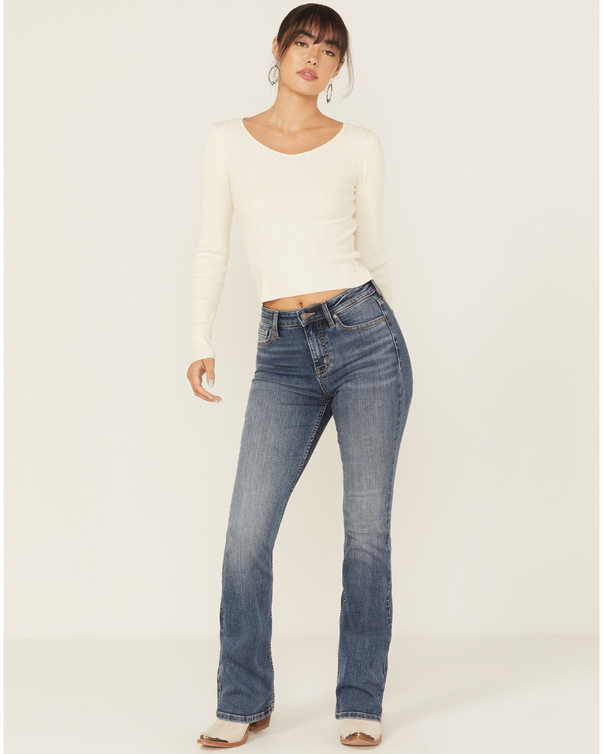Women's Shyanne Celeste Medium Wash High Rise Bootcut Stretch Denim Je