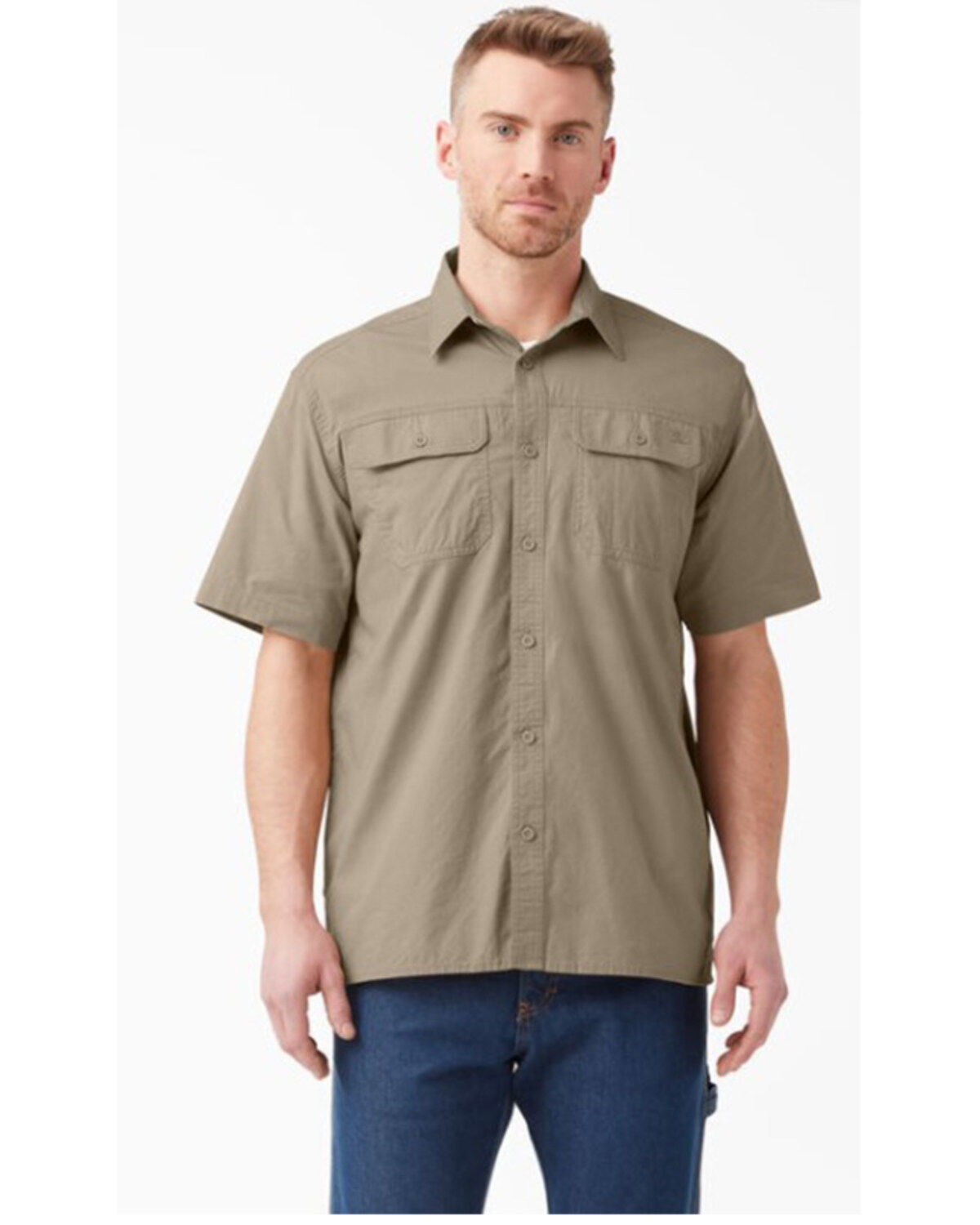 Men's Dickies Flex Short Sleeve Button Down Ripstop Work Shirt