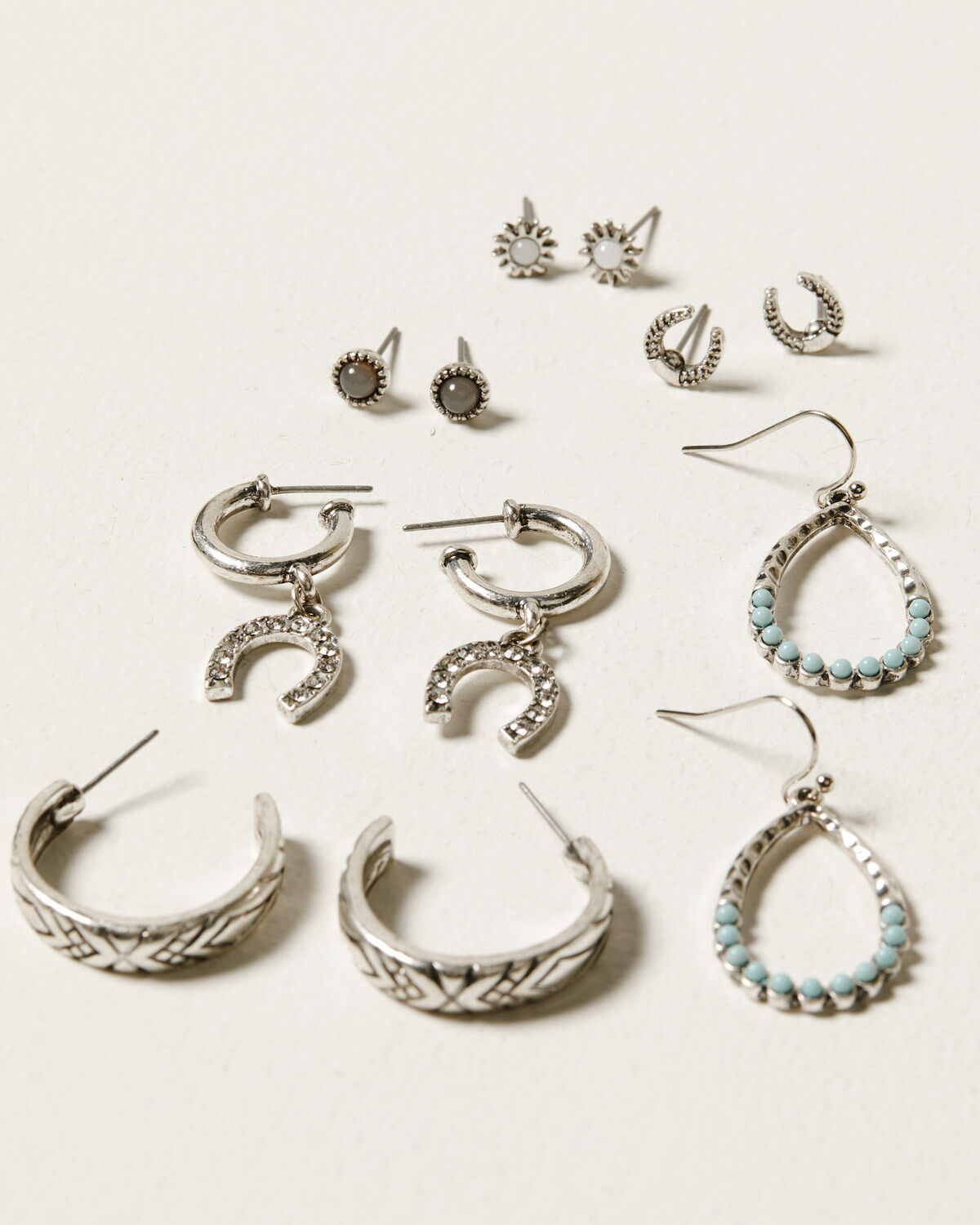 Women's Shyanne Horseshoe Icon and Hoop Earring Set - 6 Piece