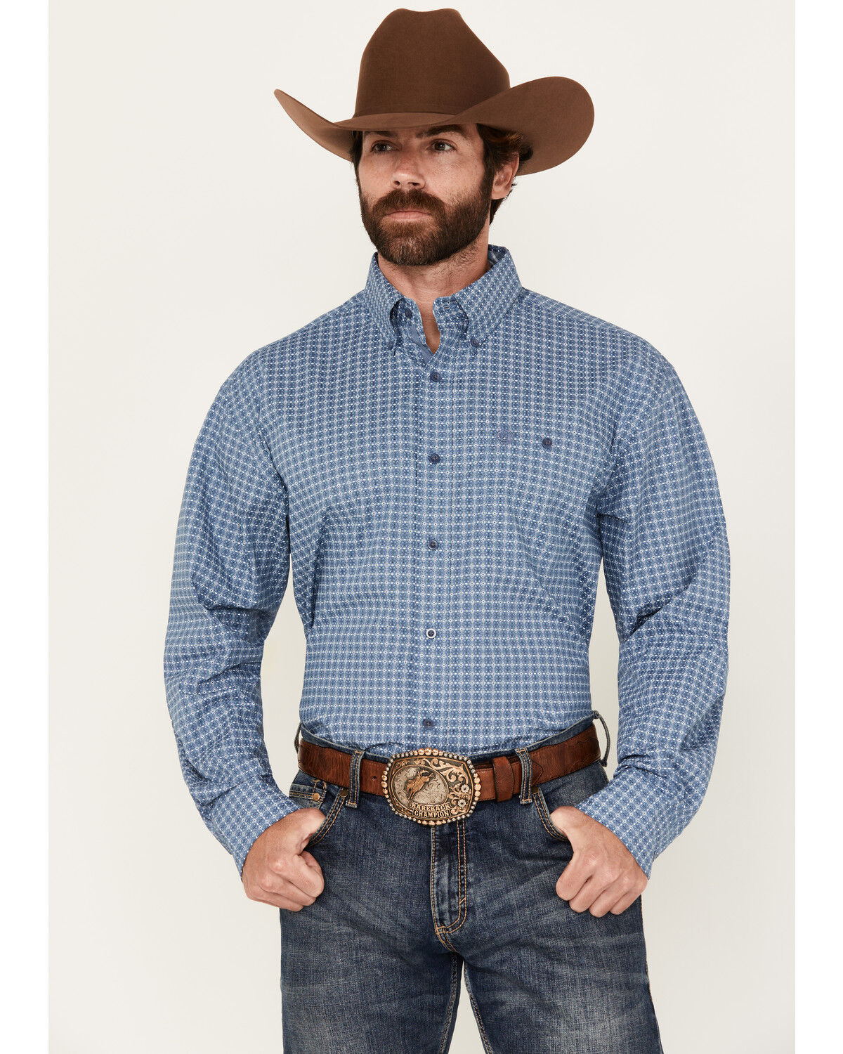 Men's Wrangler George Strait by Geo Print Long Sleeve Button-Down Stre