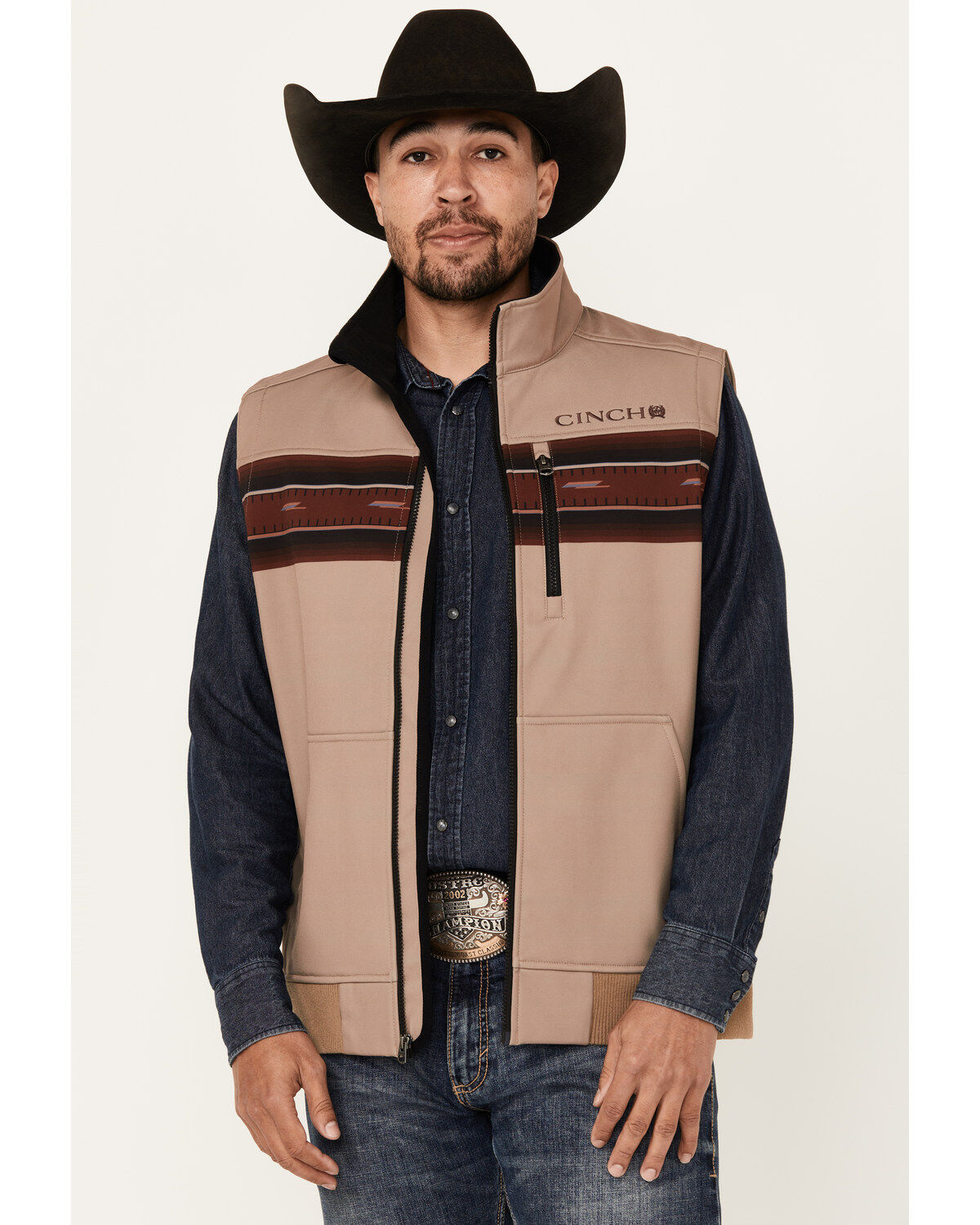 Men's Cinch Southwestern Border Print Bonded Bomber Vest