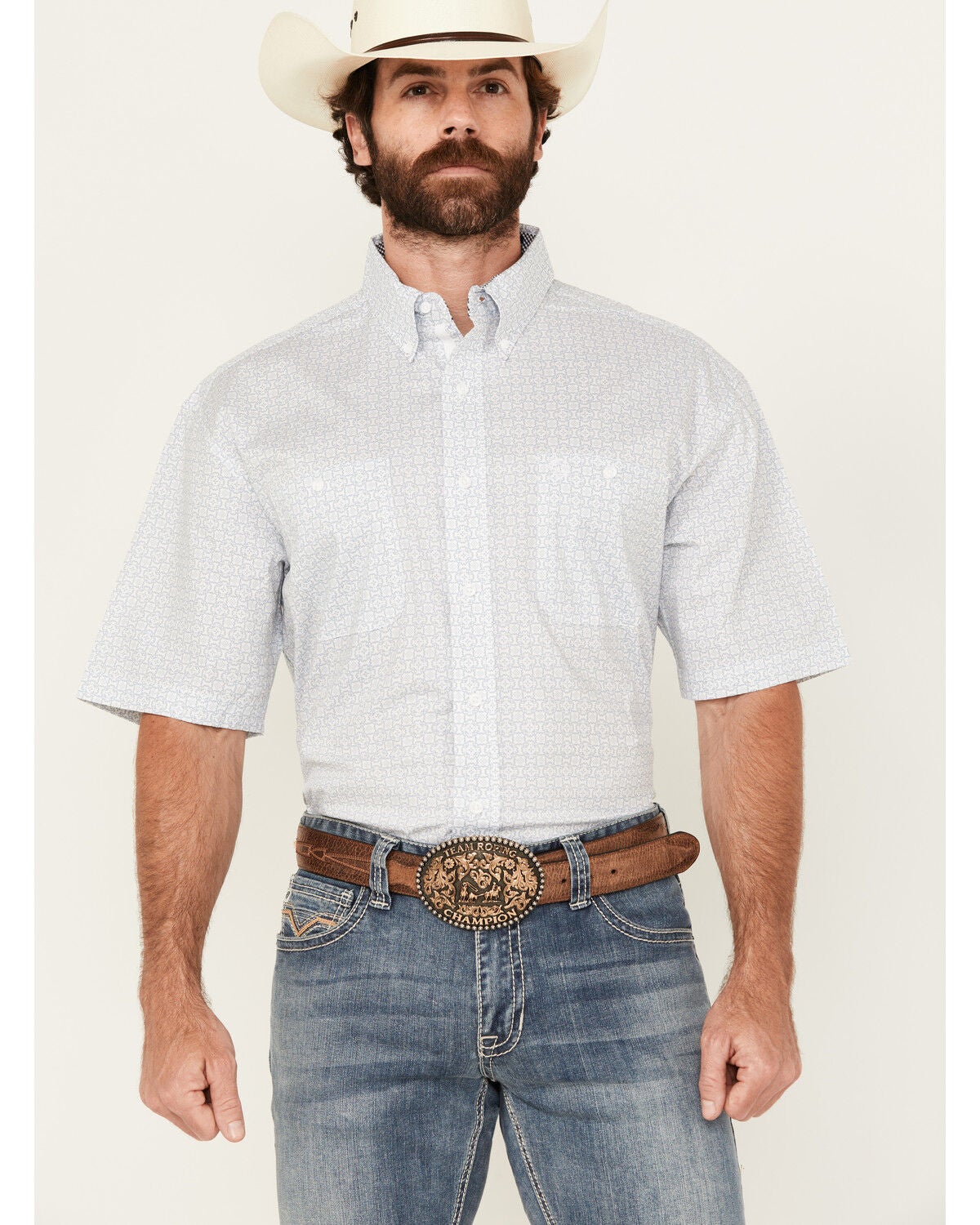 Men's Wrangler George Strait by Geo Print Short Sleeve Button-Down Str