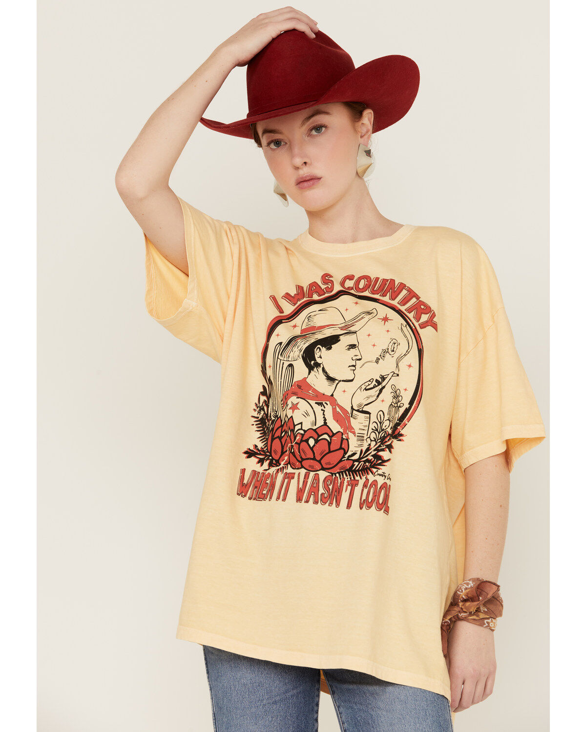 Women's Country Deep I Was Country When It Wasn't Cool Oversized Graph