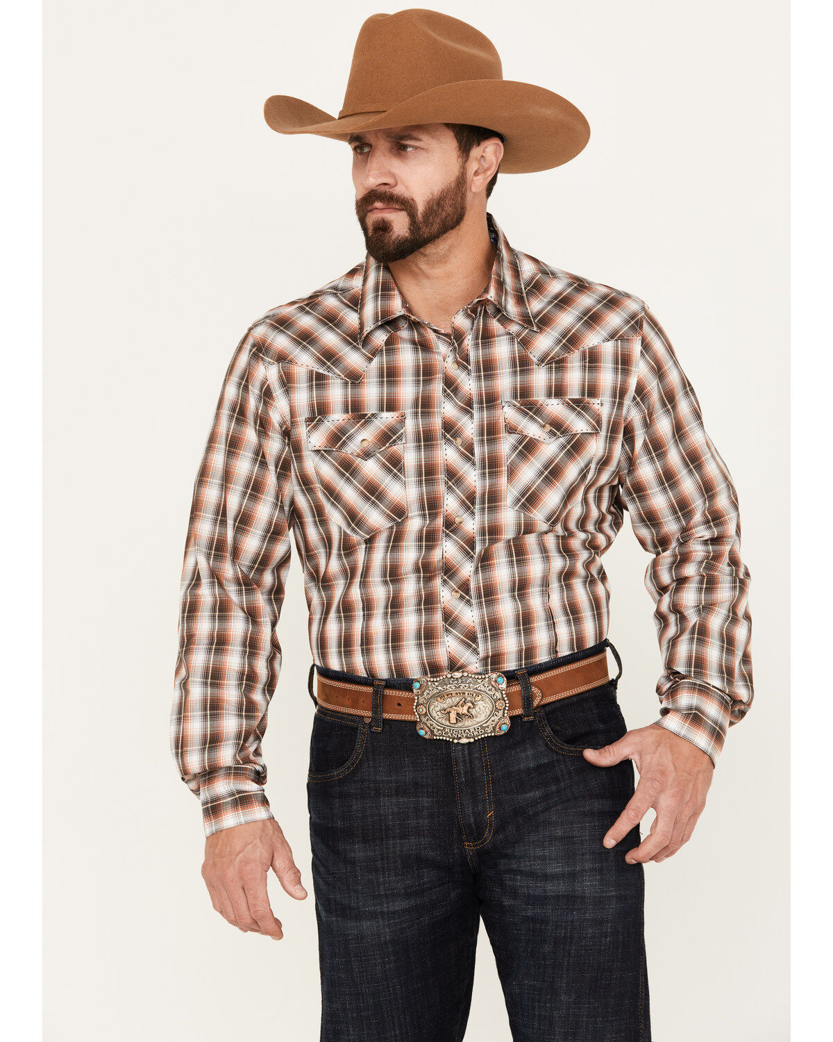 Men's Wrangler Plaid Print Long Sleeve Western Snap Shirt