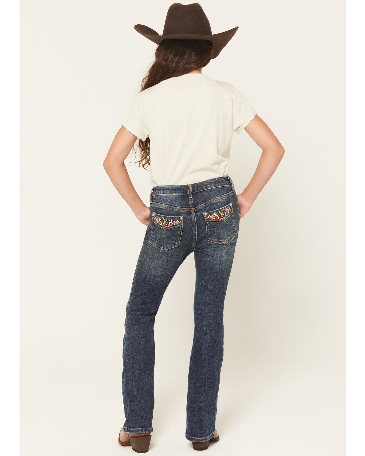 Girls' Shyanne Scout Dark Wash Embroidered Bootcut Stretch Denim Jeans