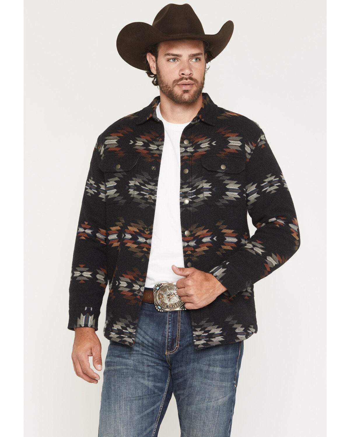 Men's Pendleton Bay City Multicolored Print Sherpa Lined Snap Jacket