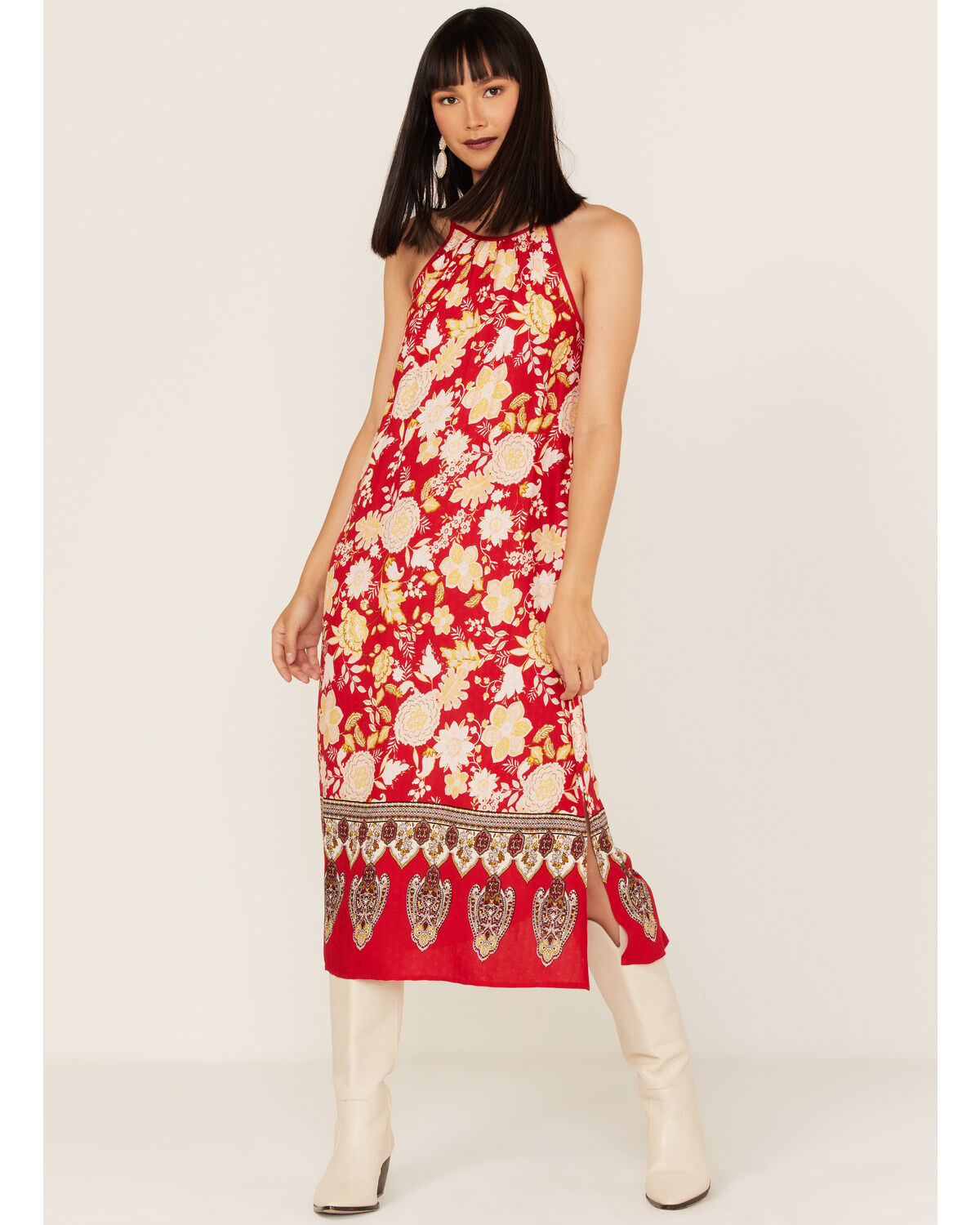 Women's Band of the Free Power of Peace Floral Print Halter Dress