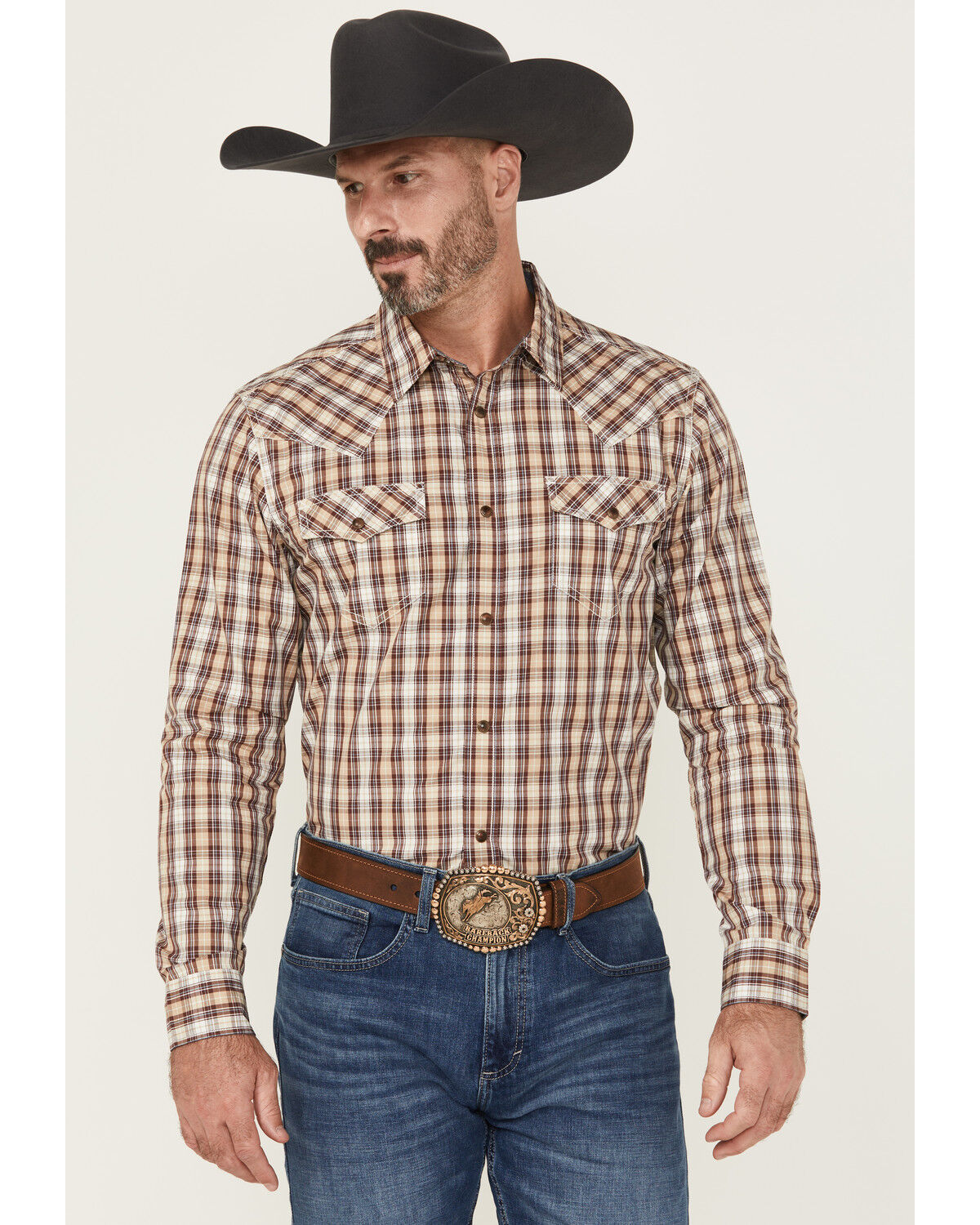 Men's Cody James Bradford Plaid Print Long Sleeve Snap Western Shirt