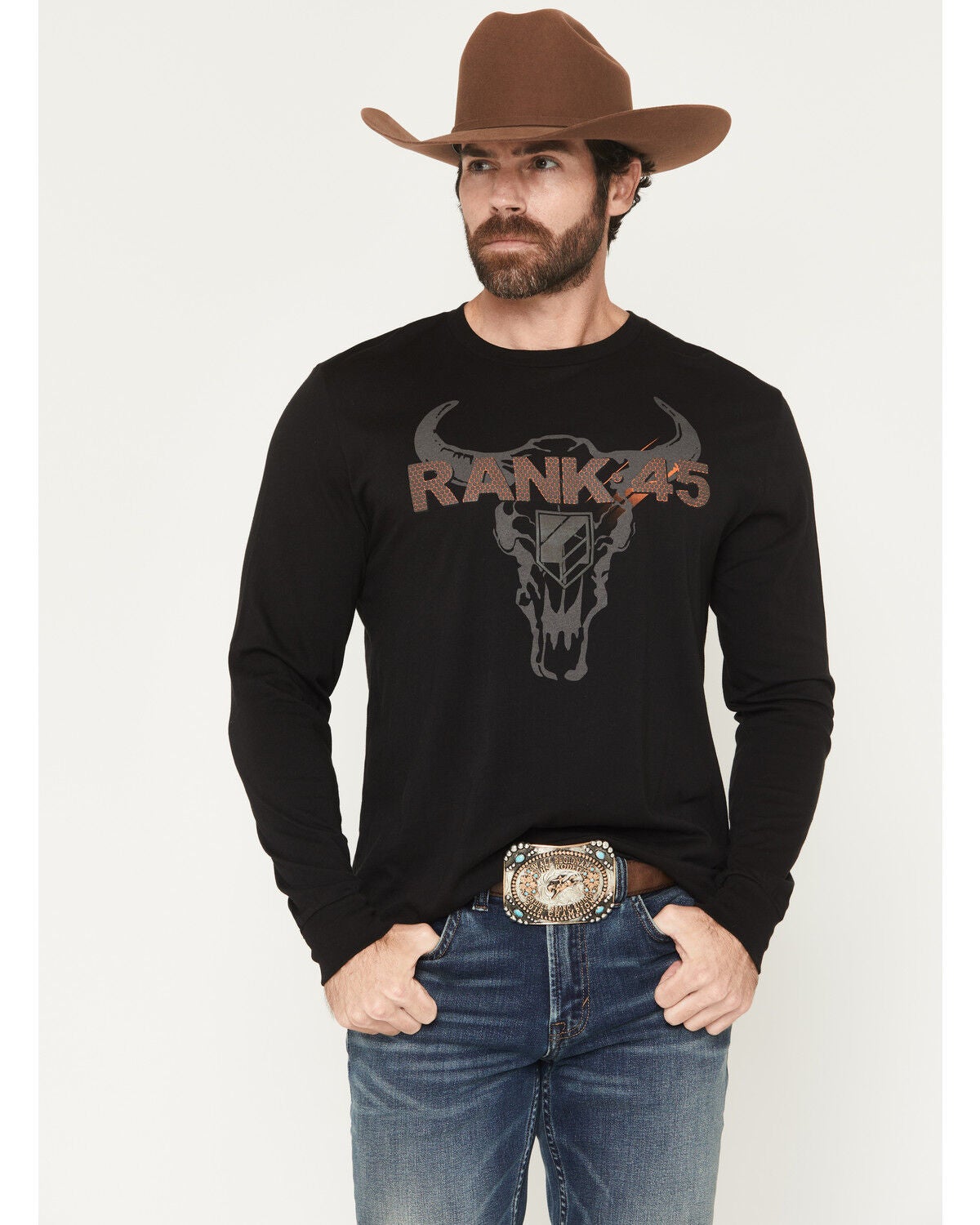 Men's RANK 45 Honeycomb Logo Long Sleeve Graphic T-Shirt