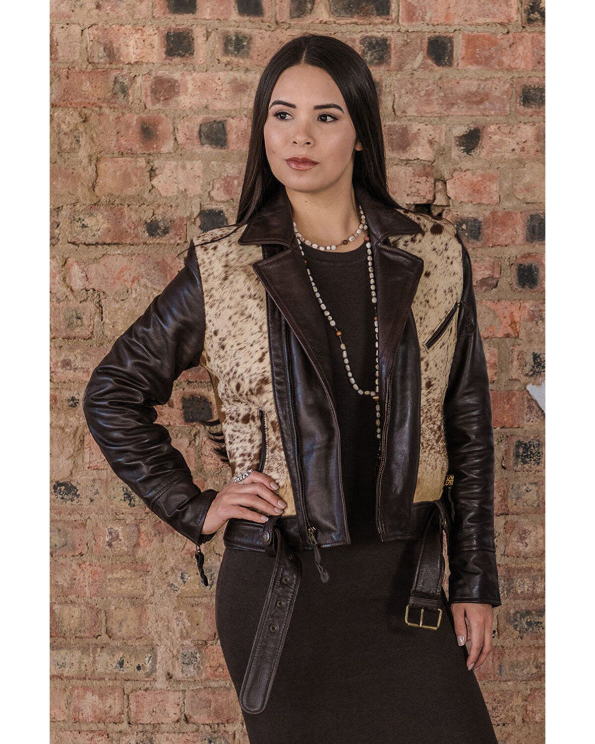 Women's STS Ranchwear Cow Print Leather Jacket
