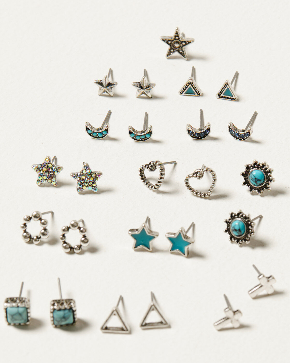 Women's Shyanne Cross Moon Star Multi Earring Set - 14 Piece