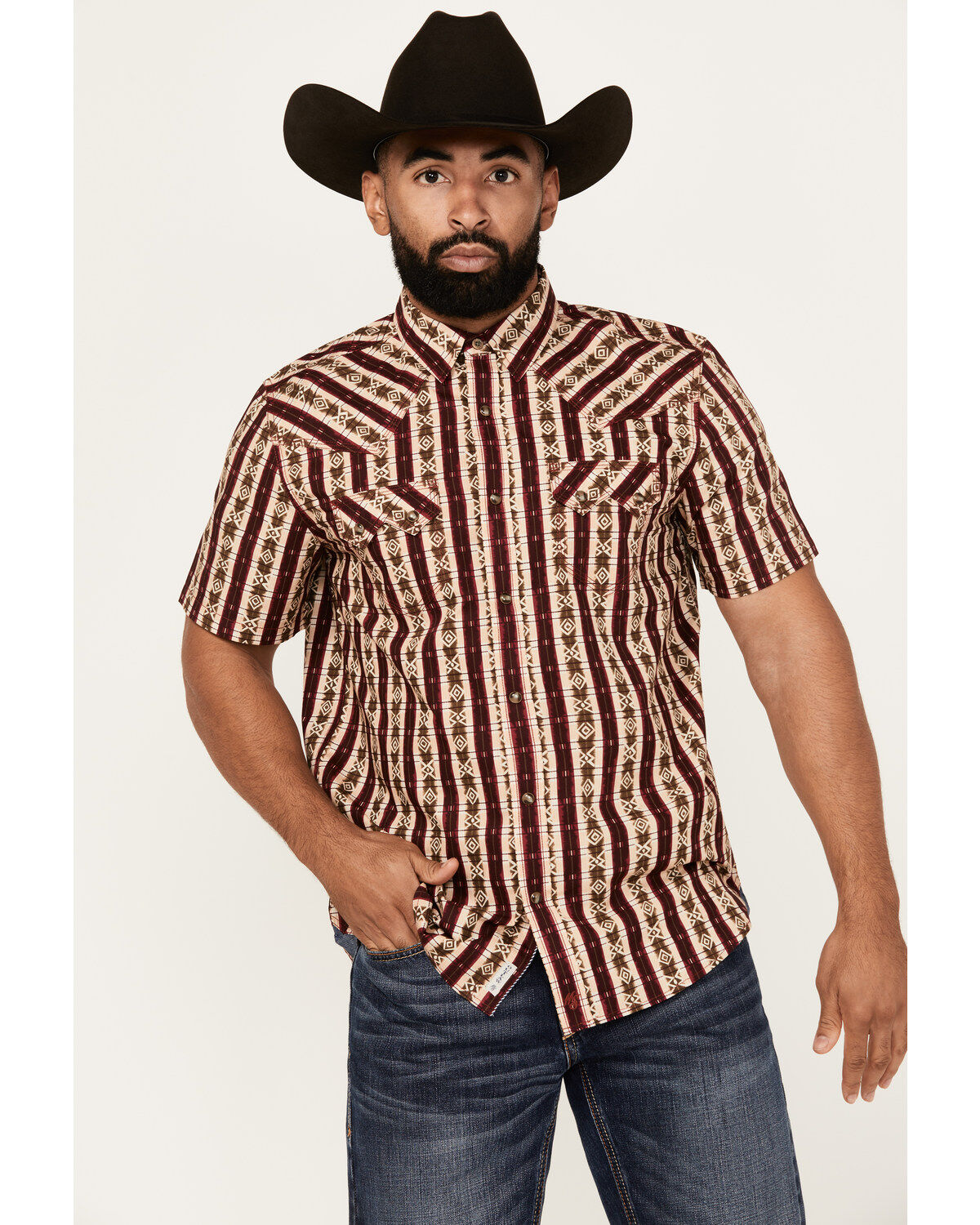 Men's Moonshine Spirit Experience Southwestern Striped Print Short Sle