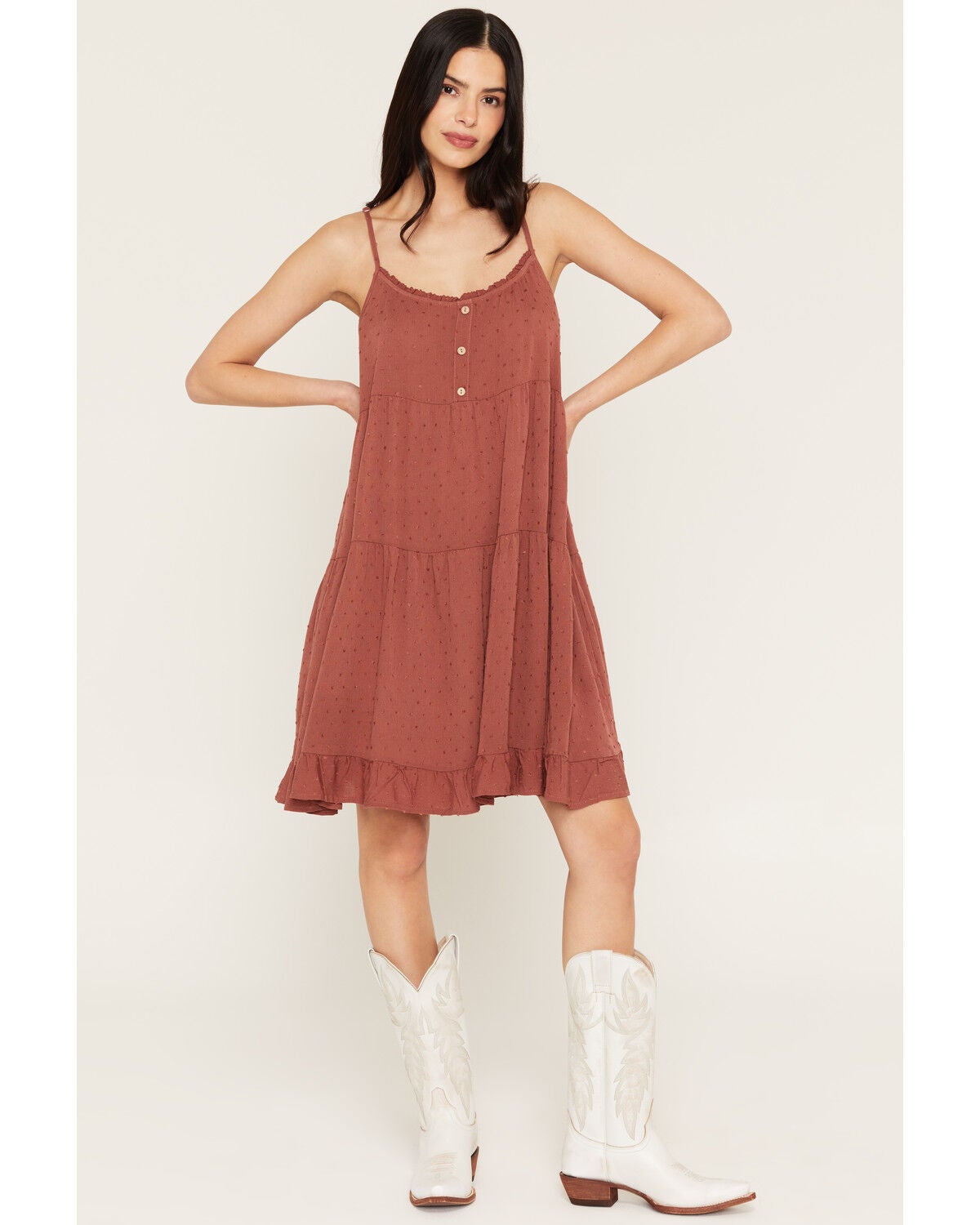 Women's Wild Moss Swiss Dot Sleeveless Mini Dress