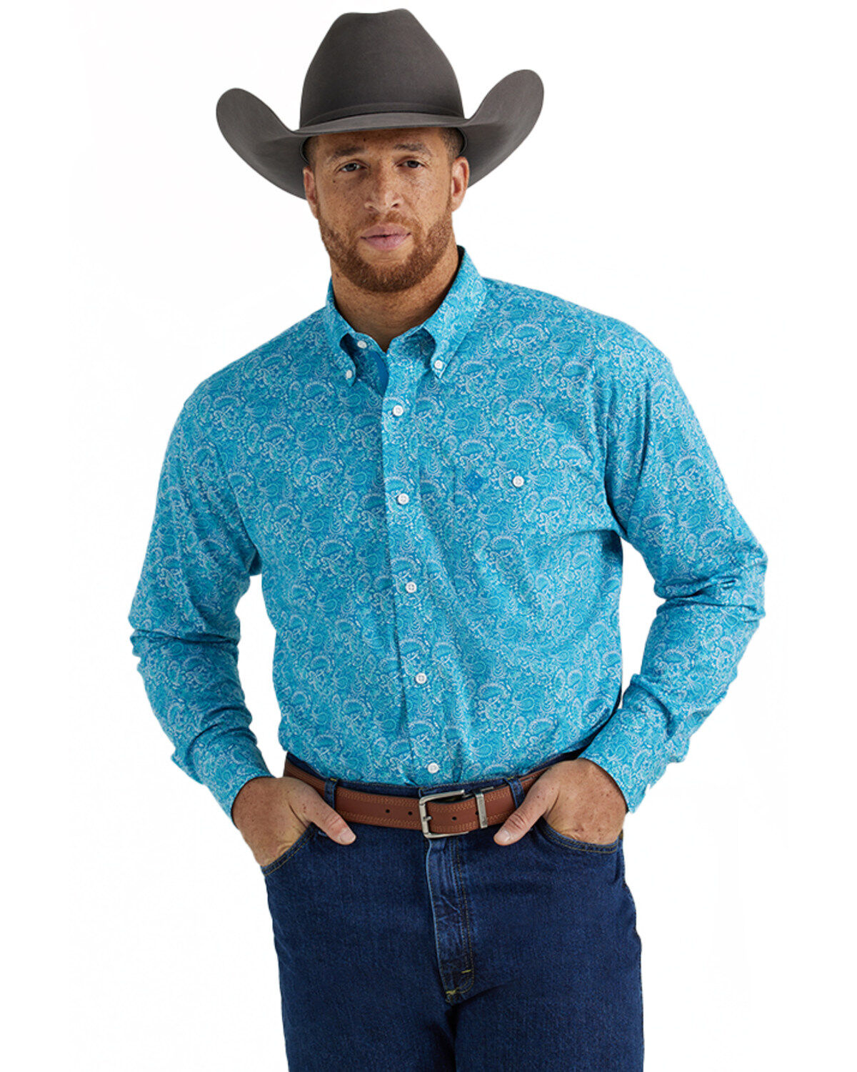 Men's Wrangler George Strait by Paisley Print Long Sleeve Button-Down