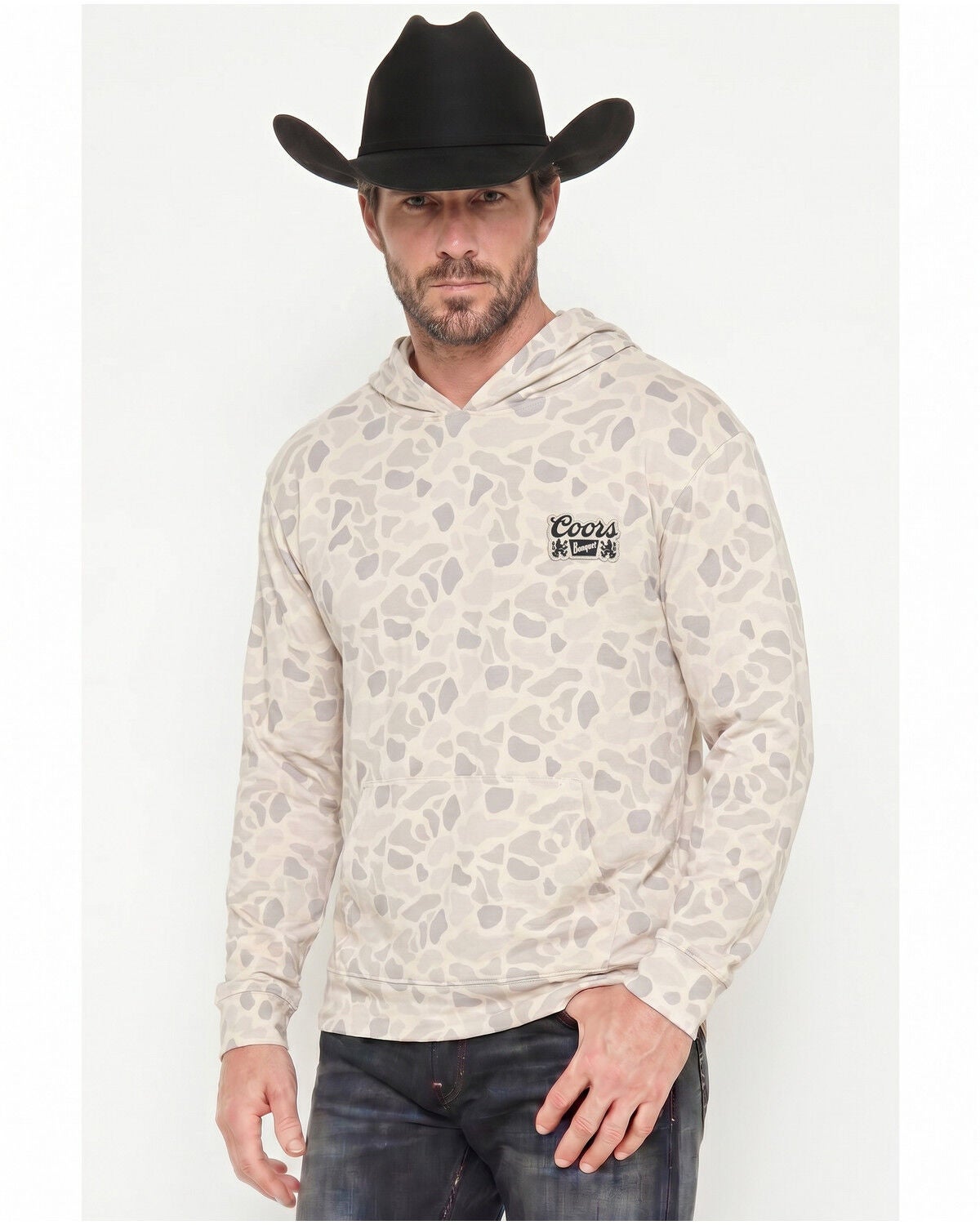 Men's Coors Logo Camo Tech Hooded Long Sleeve Shirt